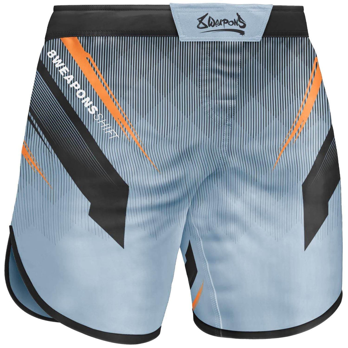 Fightshort 8 WEAPONS gris glacé orange pour combat et entraînement MMA