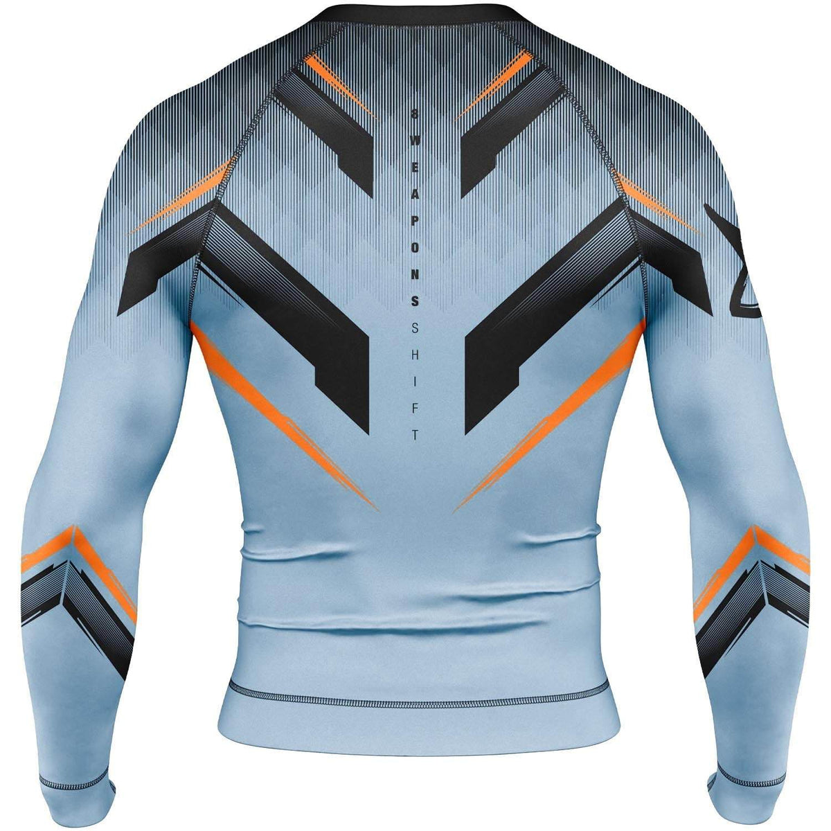 Rashguard manches longues 8 WEAPONS Shift gris glacé orange pour entraînements MMA et grappling