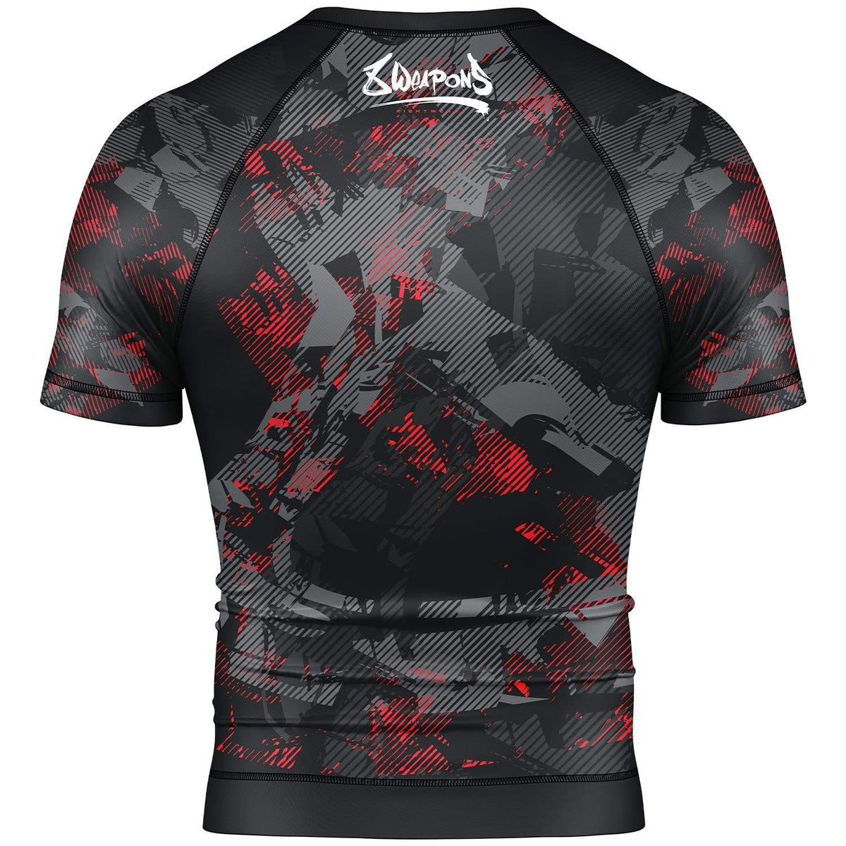 Rashguard manches courtes 8 WEAPONS Hit 2.0 noir et rouge adapté MMA et grappling