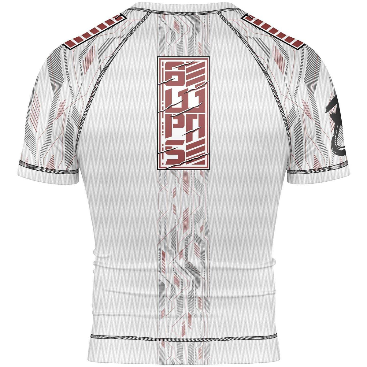 Rashguard manches courtes 8 WEAPONS Samurai 2.0 blanc et rouge pour entraînement MMA et grappling