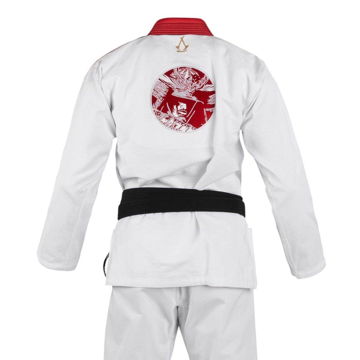 Kimono BJJ Venum x Assassin’s Creed blanc et rouge design samouraï pour jiu-jitsu brésilien