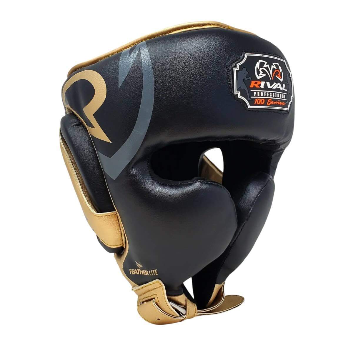 Casque Boxe Pro Rival RHG100 noir et or, léger et protecteur pour entraînement intensif