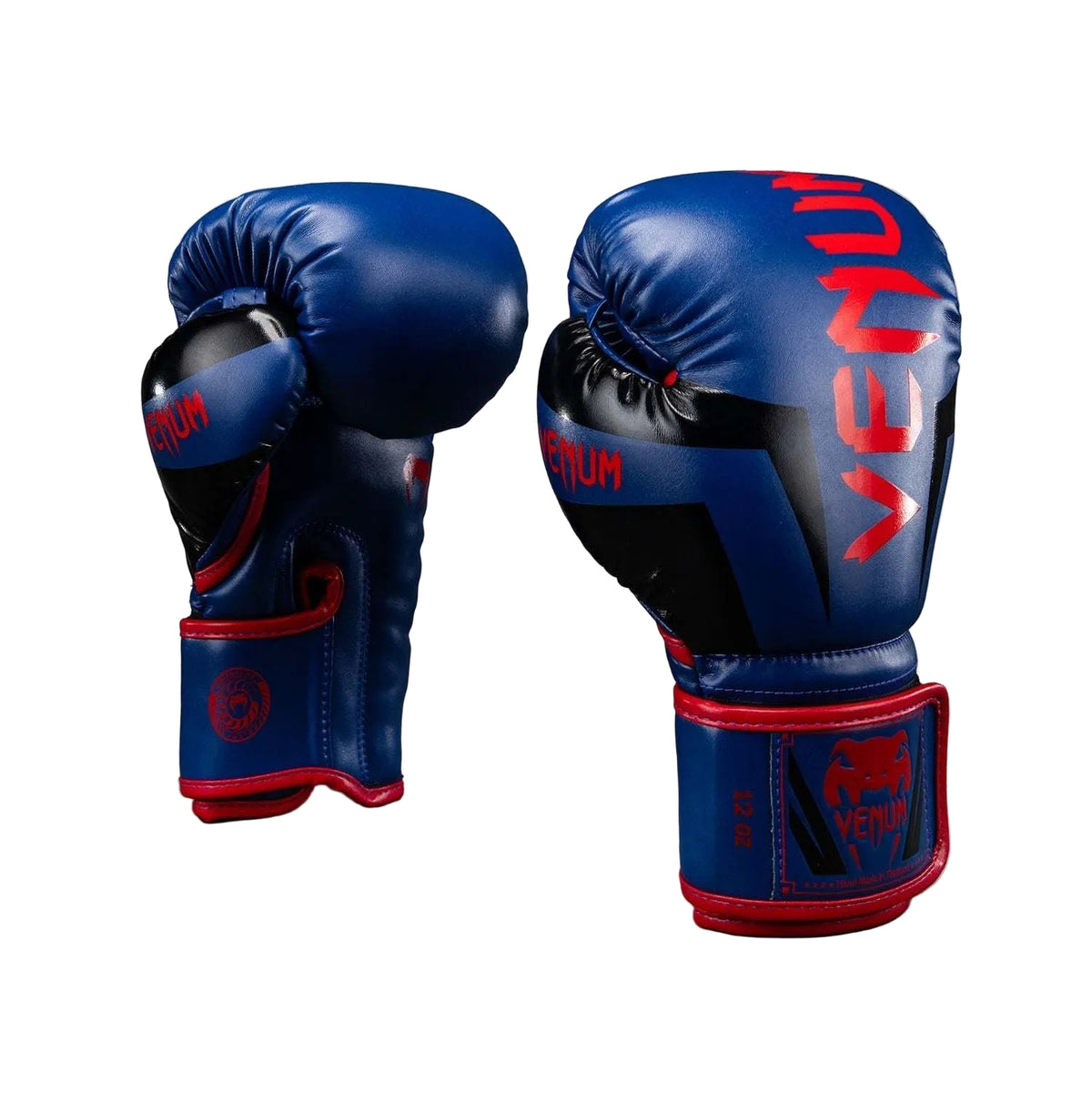 Gants de boxe Venum Elite bleu foncé rouge avec mousse multi-densité et fermeture velcro