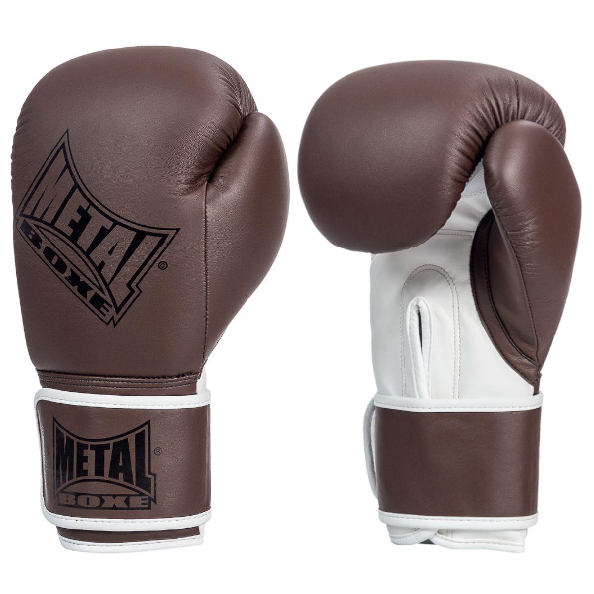 Gants de boxe vintage Metal Boxe MB200 marron avec velcro large et ventilation mesh