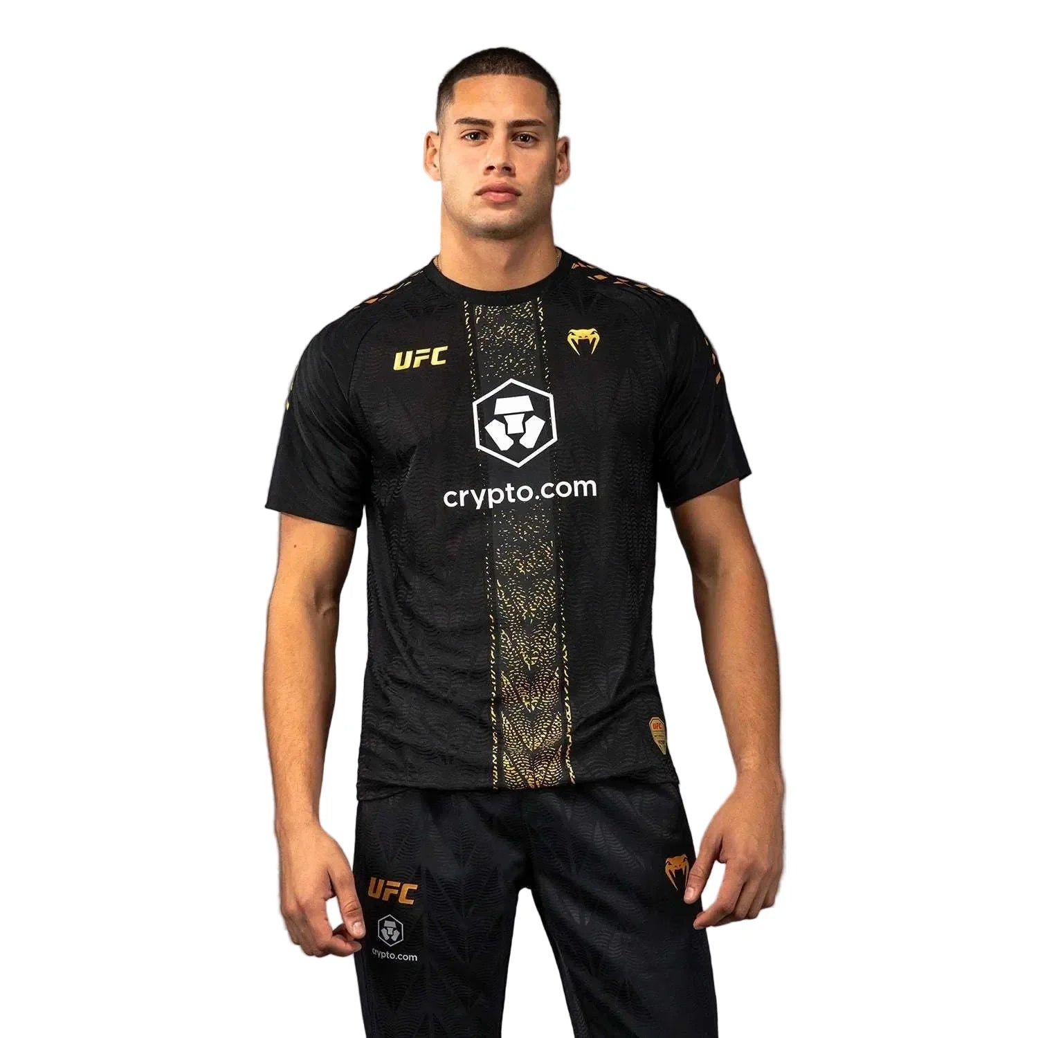 T-shirt Dry Tec Venum UFC noir et or respirant pour MMA et entraînement