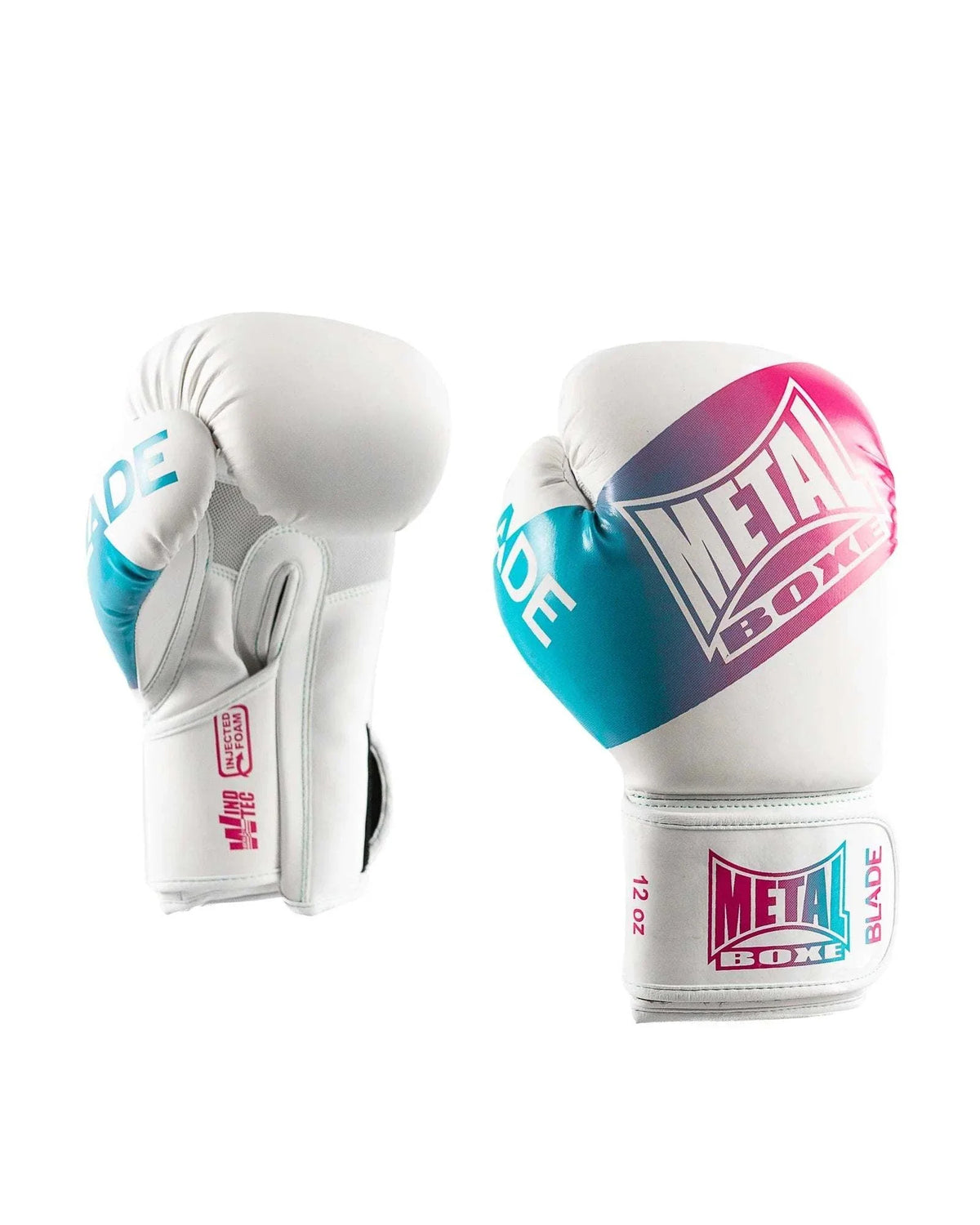 Gants de boxe Metal Boxe Blade Miami Vice blanc avec rembourrage dense et maintien velcro