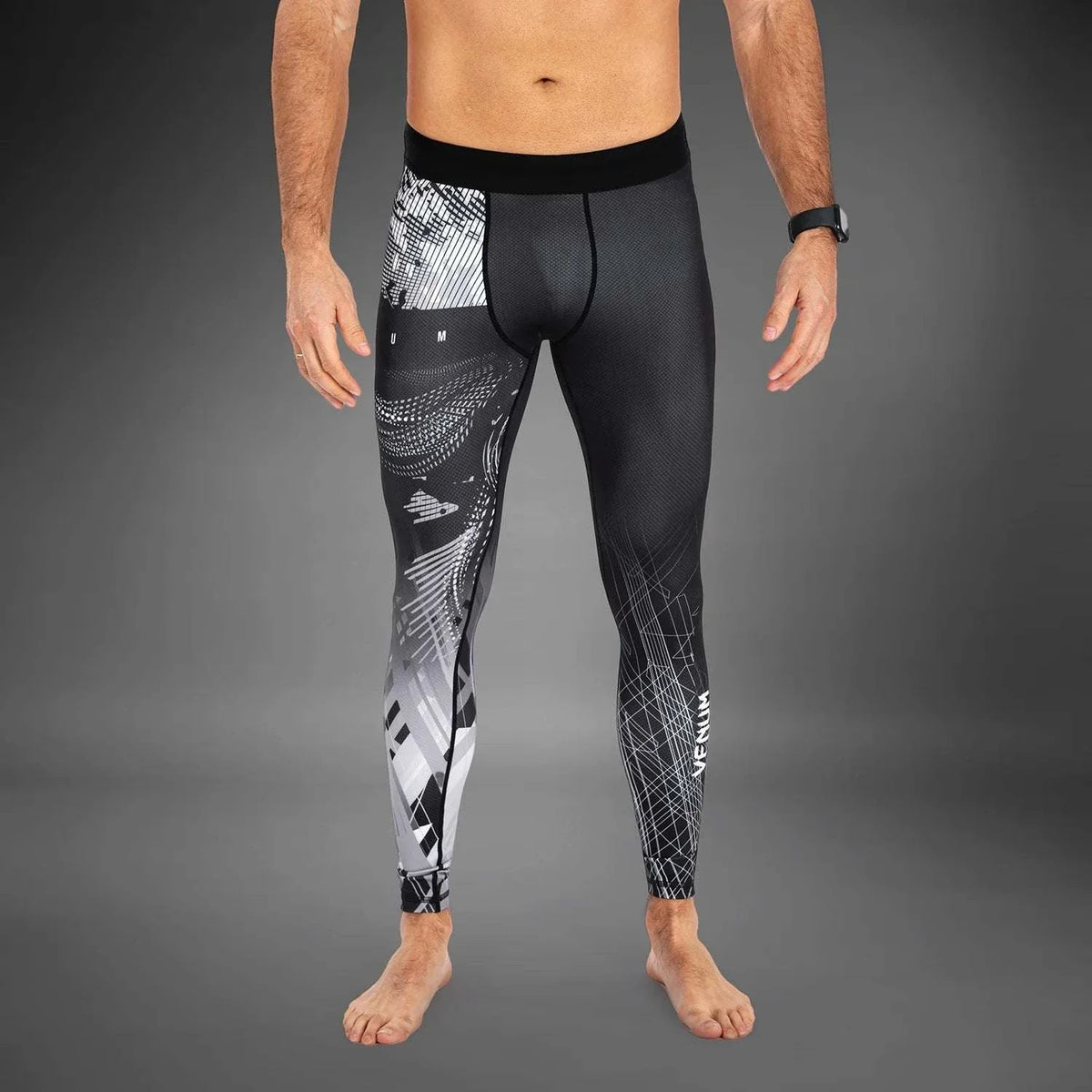 Pantalon de compression Venum Gorilla Jungle noir et blanc pour MMA et BJJ