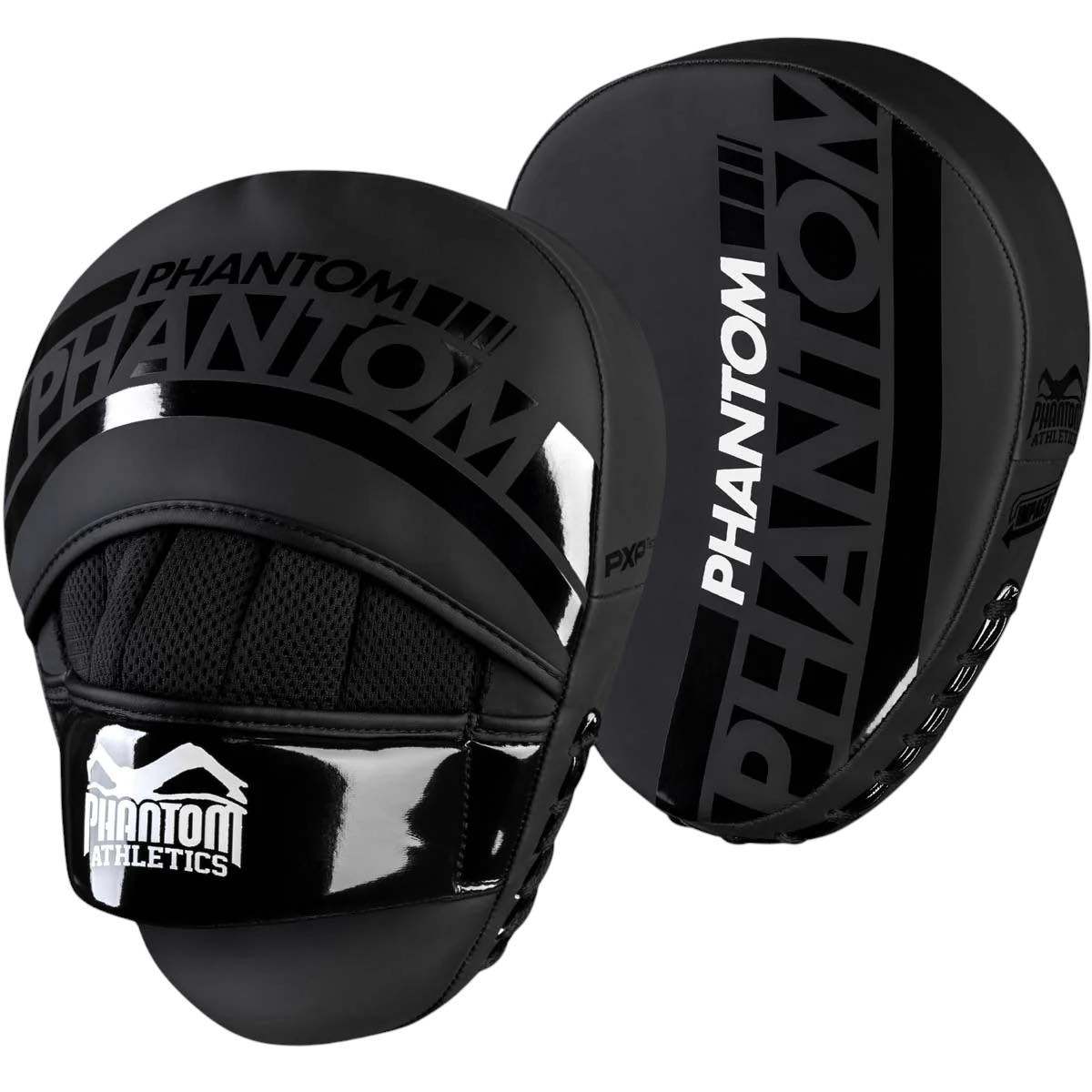 Raquettes de boxe APEX Phantom Athletics noires légères et rembourrées pour entraînement combat