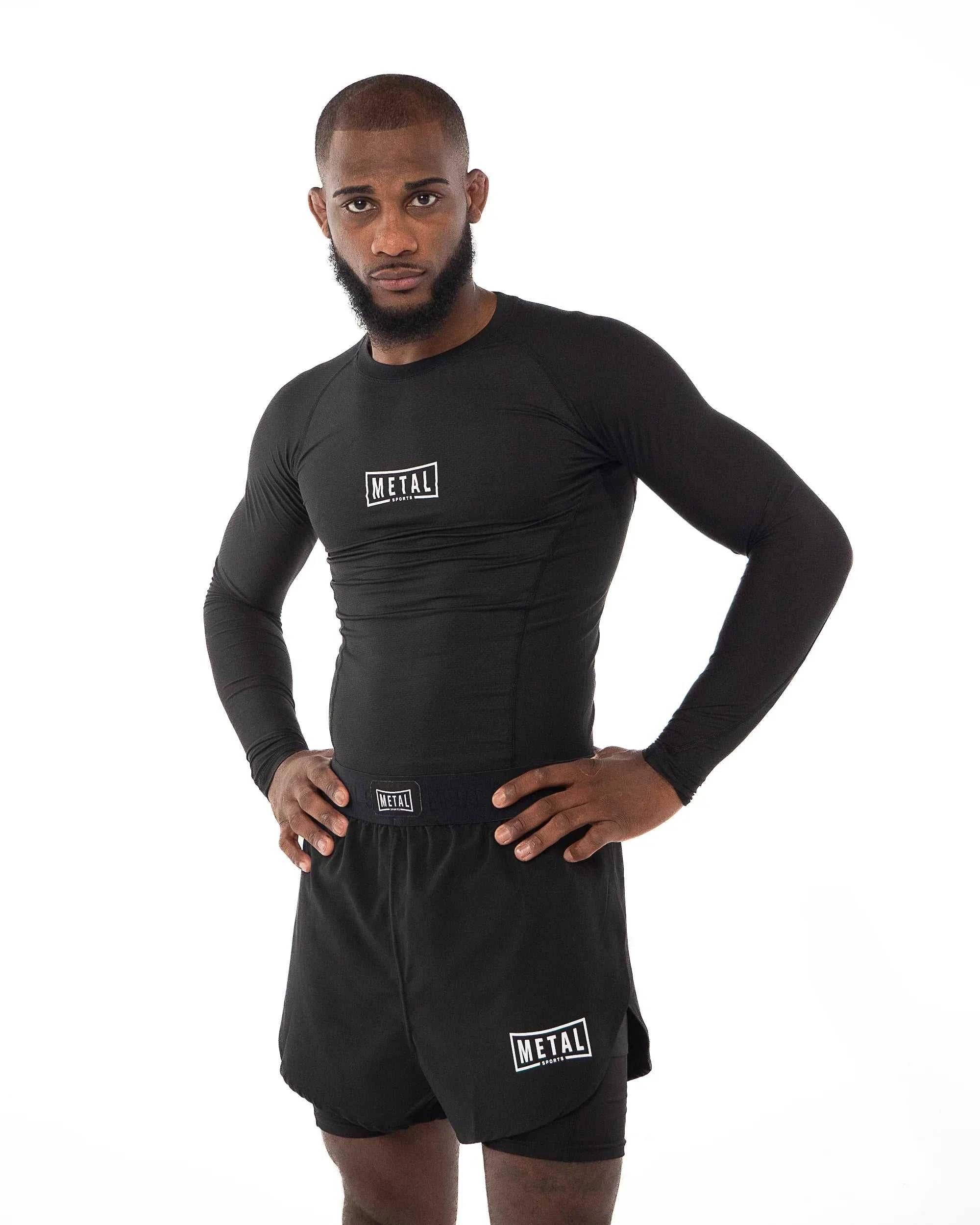 Rashguard Performance Manches Longues noir Metal Boxe polyvalent pour MMA et boxe