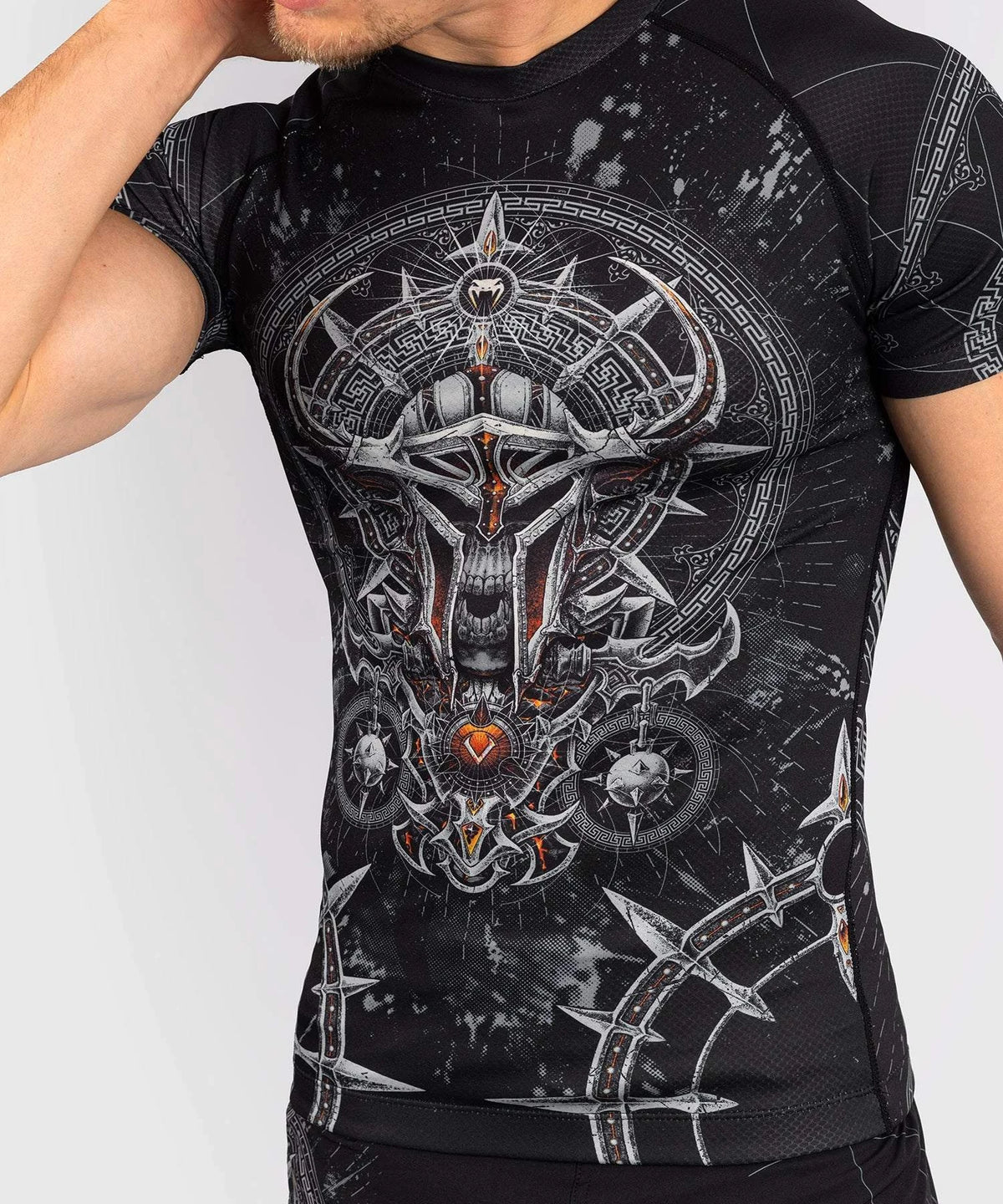 Rashguard à Manches Courtes pour Hommes Venum Gladiator 5.0 - Noir/Argent