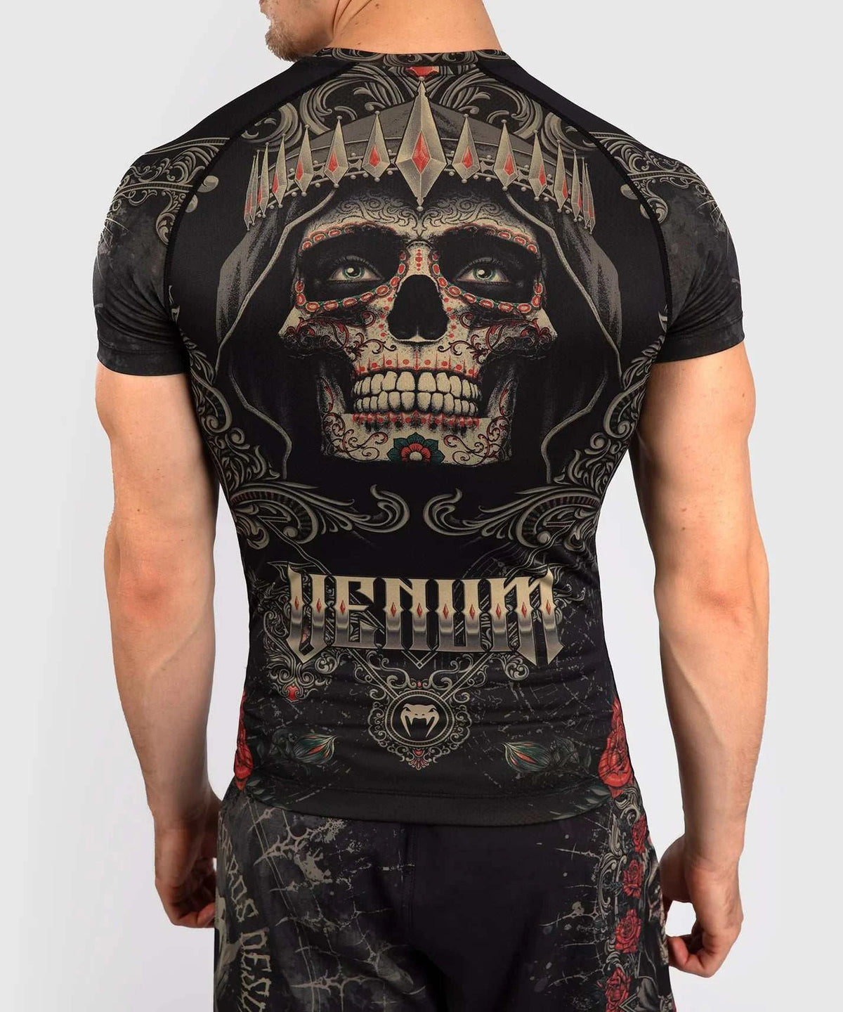 Rashguard à Manches Courtes Venum Santa Muerte 5.0 - Noir Profond/Or