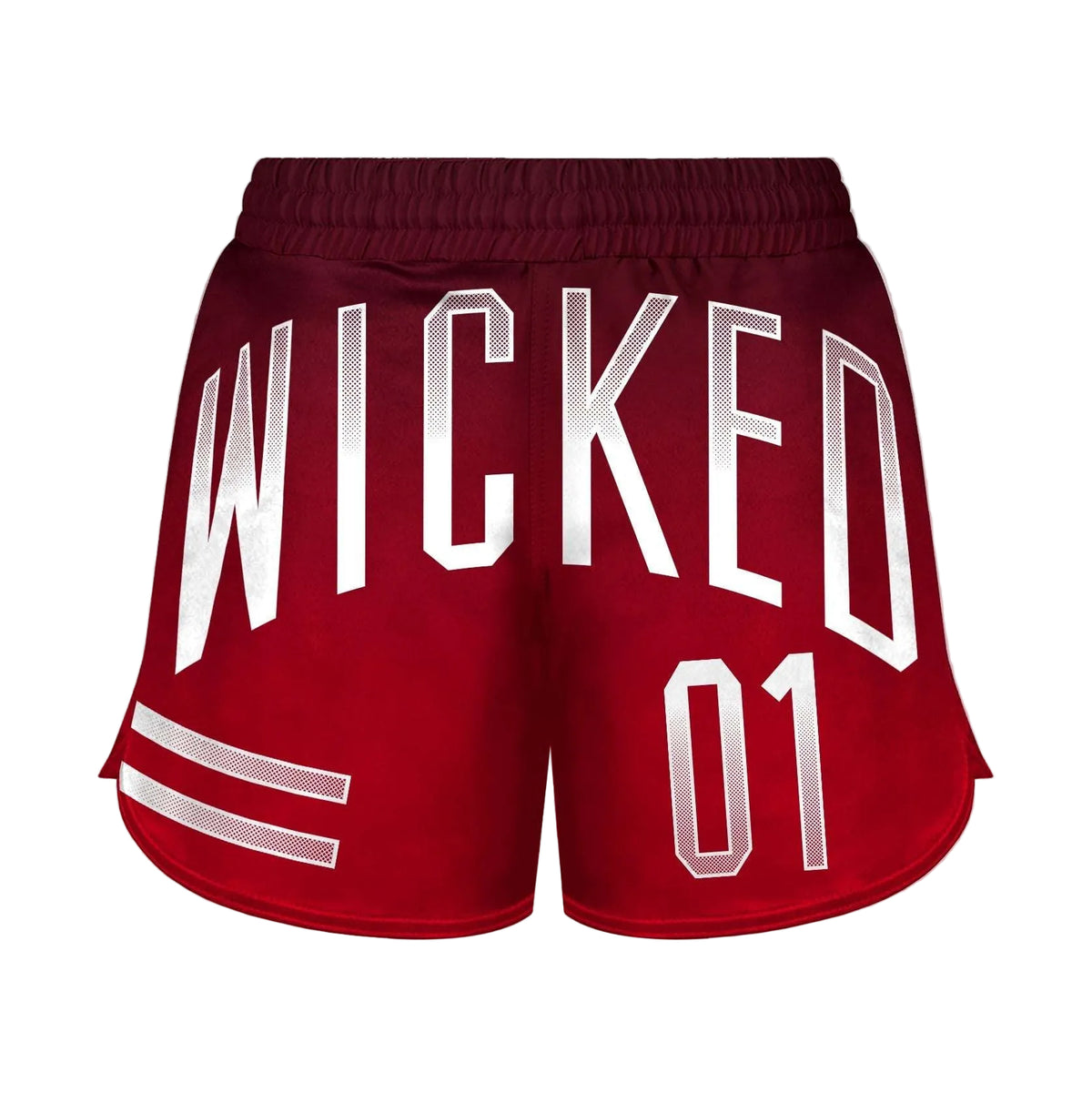Short de MMA ELEMENT Wicked One rouge avec fentes latérales et ceinture velcro