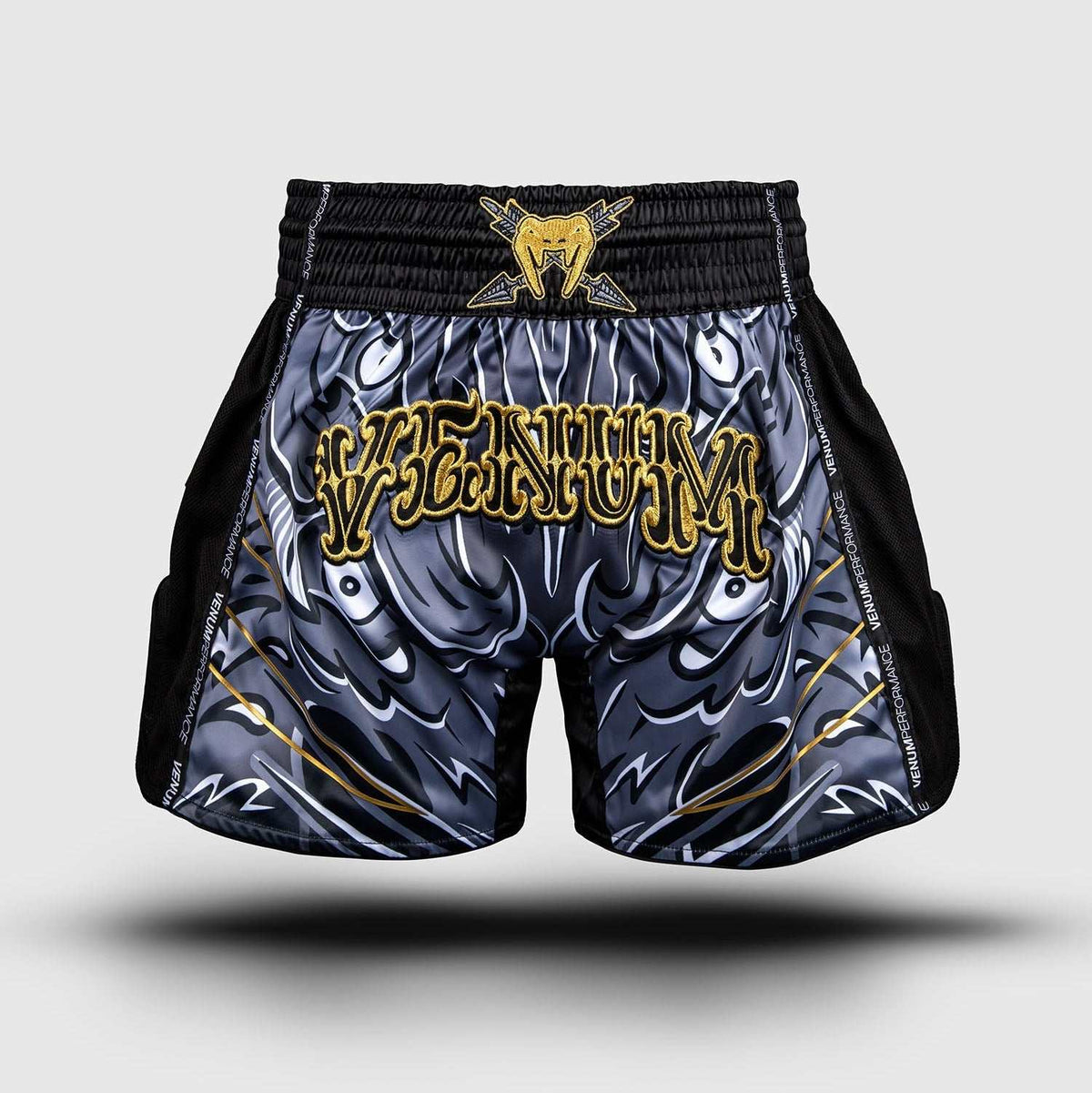 Short de Muay Thaï Venum Wolf Atak noir et gris léger avec ceinture traditionnelle