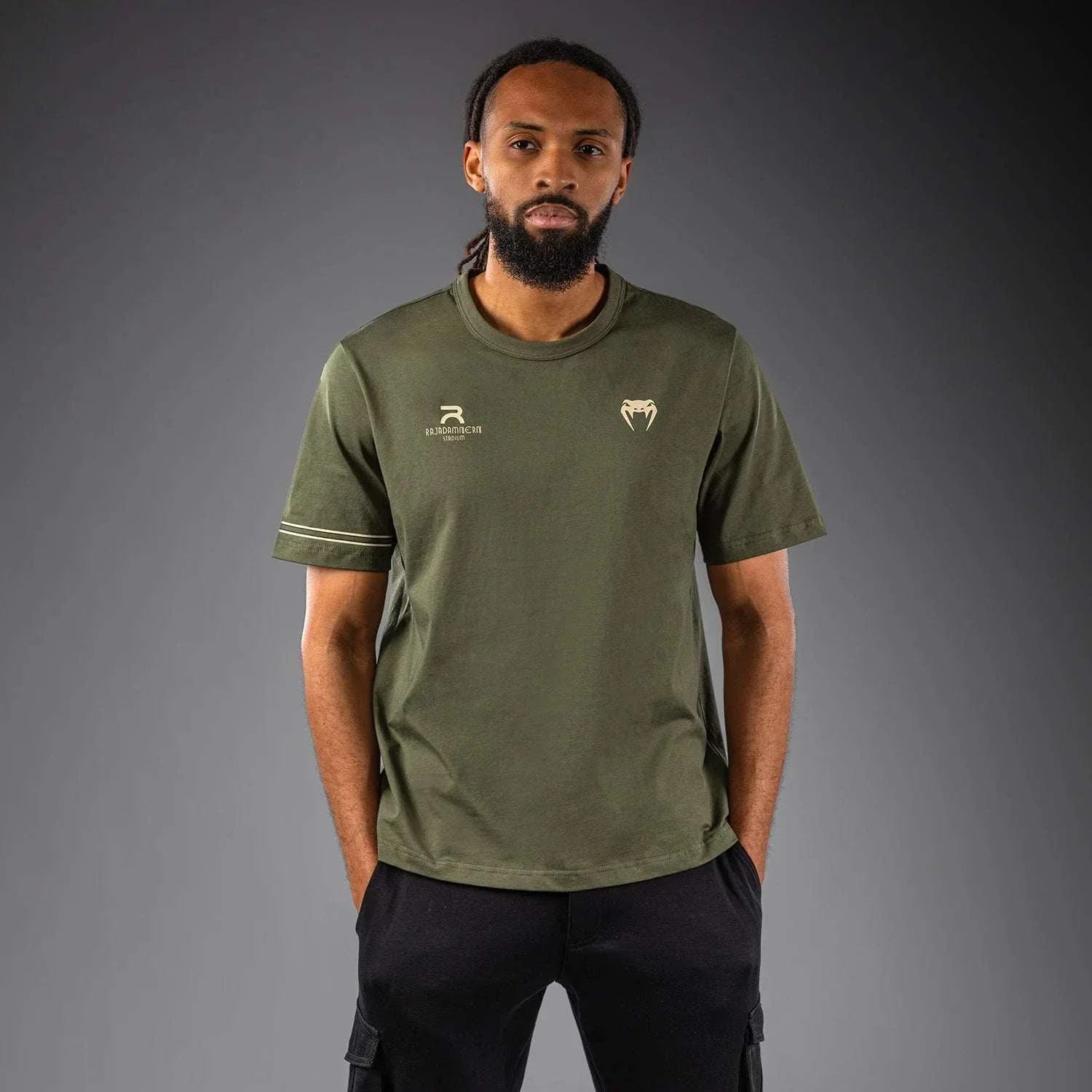 T-shirt Venum x Rajadamnern kaki en coton pour sports de combat