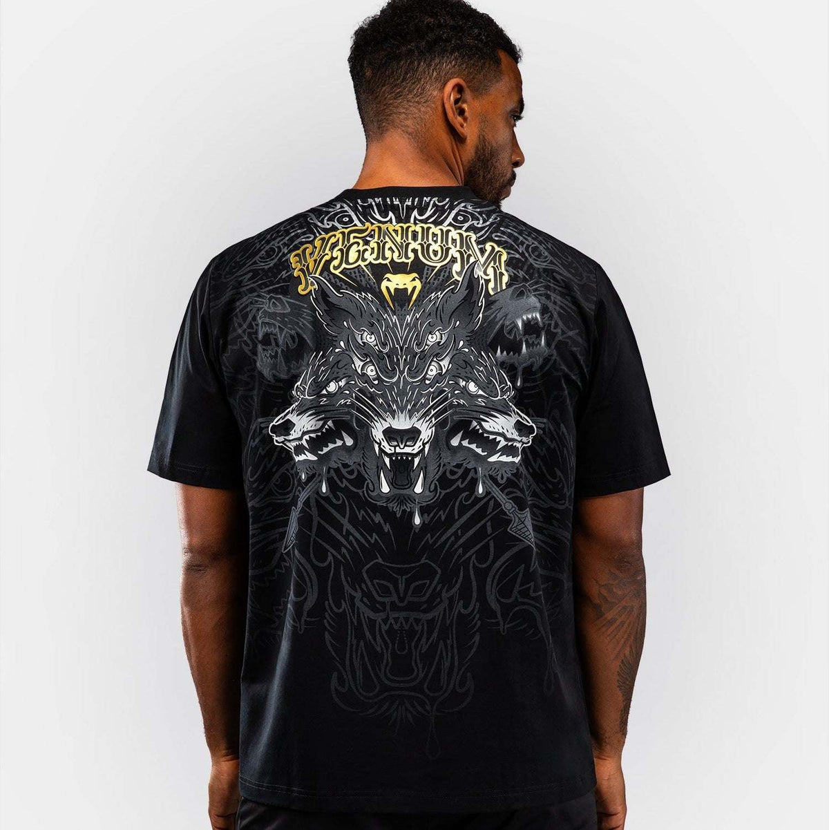 T-shirt Venum Wolf Atak noir gris manches courtes coupe droite coton premium sport combat