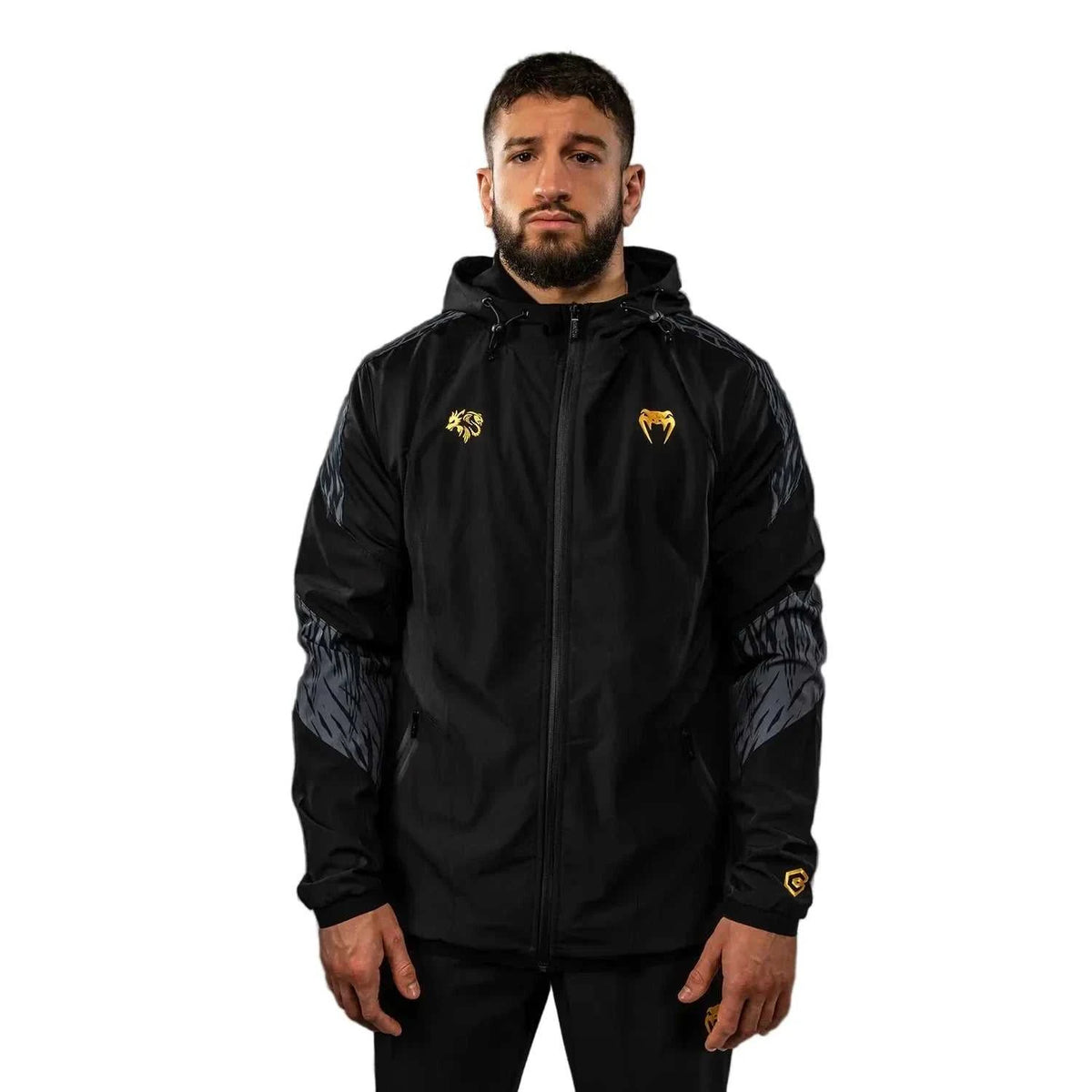 Veste de survêtement Venum x Chimaev Wild Borz noir et gris pour entraînement sportif