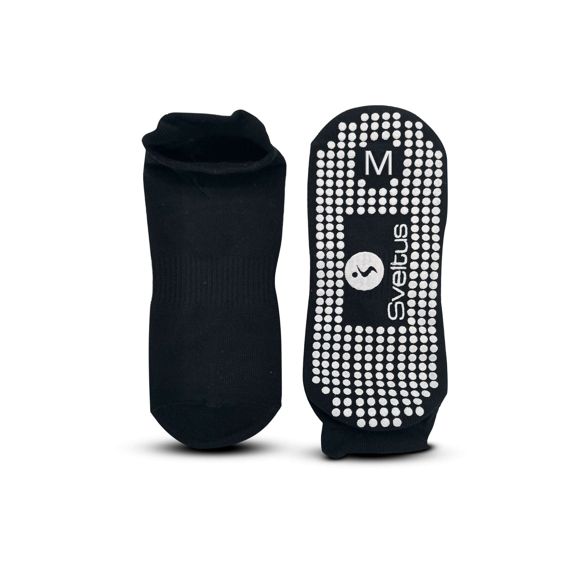 Chaussettes antidérapantes Sveltus noires avec picots pour stabilité et confort au fitness, yoga, pilates