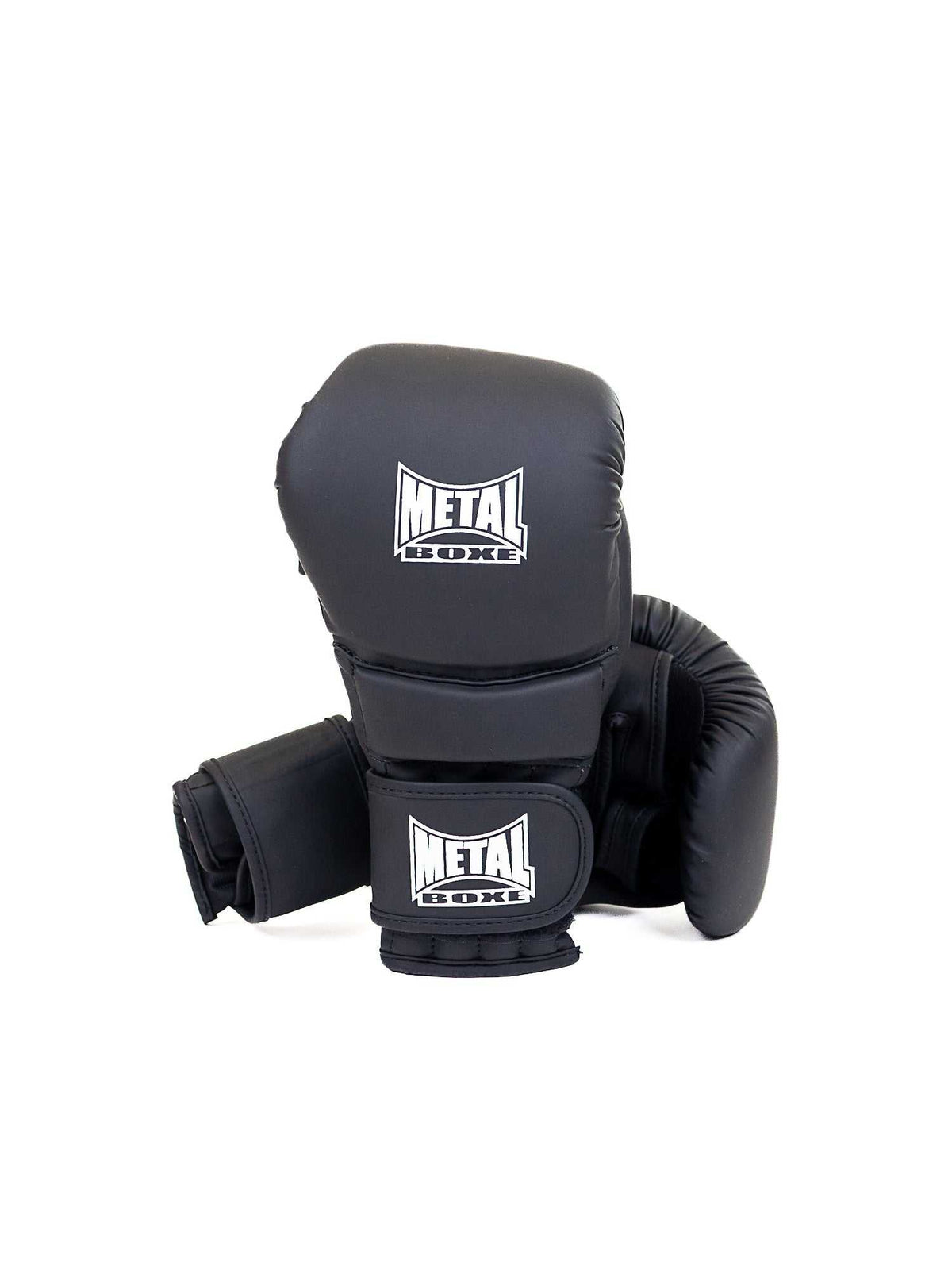 Gants de boxe cuir noir Genesis Metal Boxe avec velcro de maintien et absorption des chocs