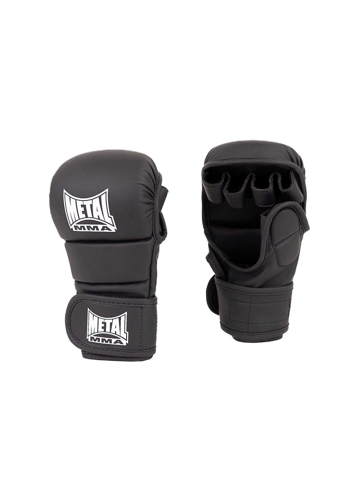 Gants d'entrainement MMA enfant Metal Boxe noirs ergonomiques en PU avec paume ouverte et protection pouce