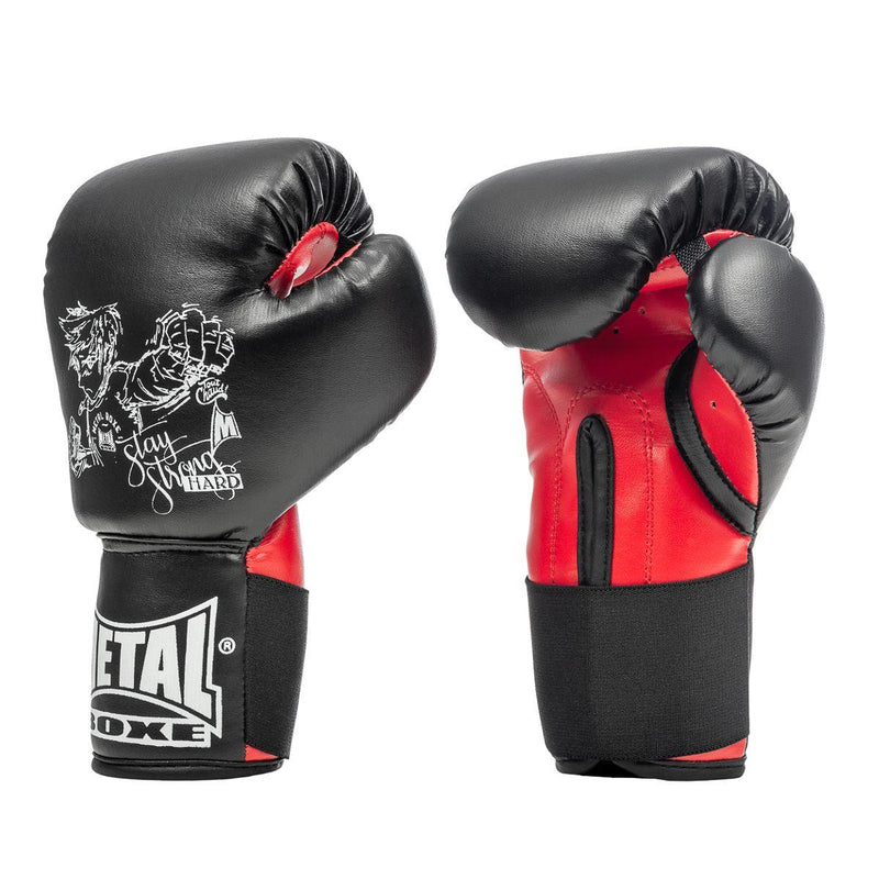 Gants de Boxe Enfant Metal Boxe Noir Rouge - PB100