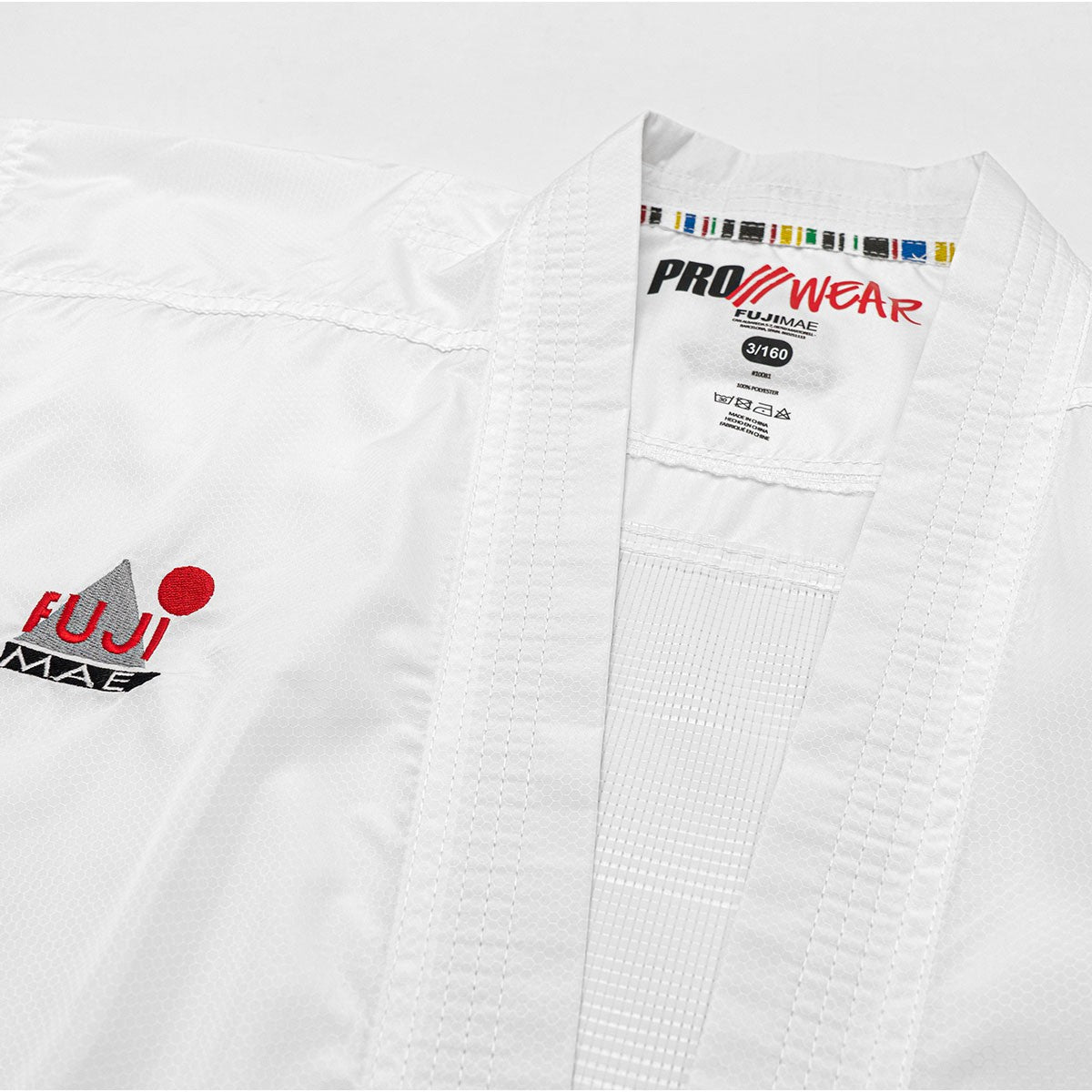 White Fujimae ProWear Hyperlite karate gi designed for professional karatékas with lightweight, breathable fabric and WKF approval