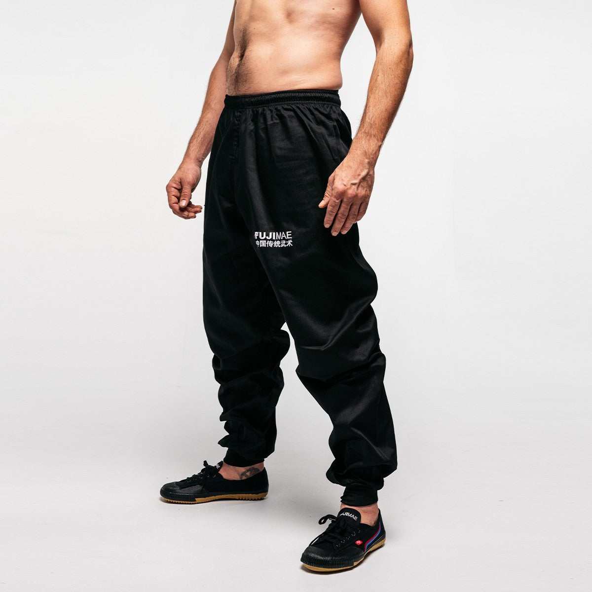 Pantalon de Kung Fu FUJIMAE Training noir, coupe ample traditionnelle