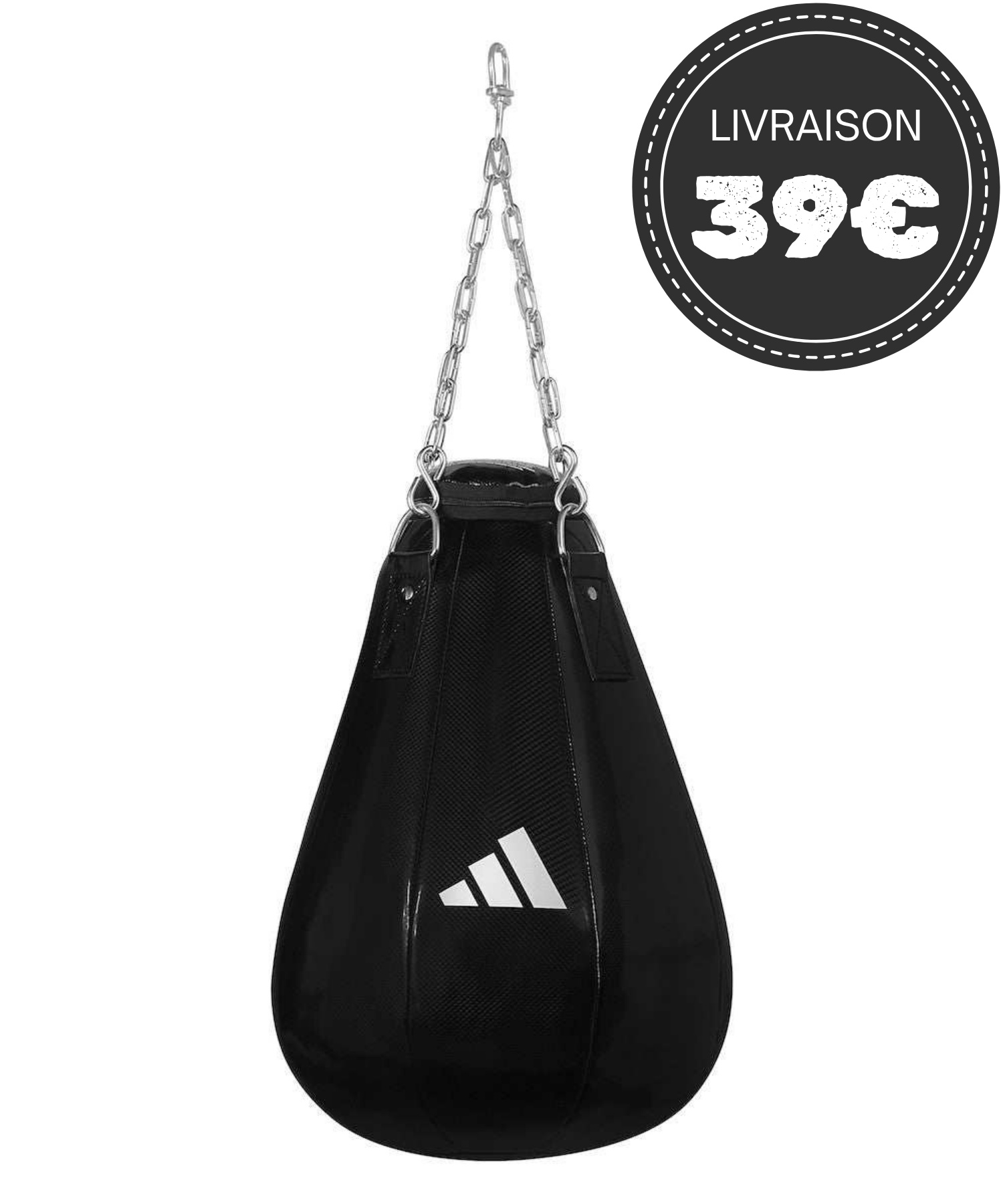 Sac de frappe Adidas Uppercut Goutte noir et blanc pour entraînement intensif en PU Maya durable