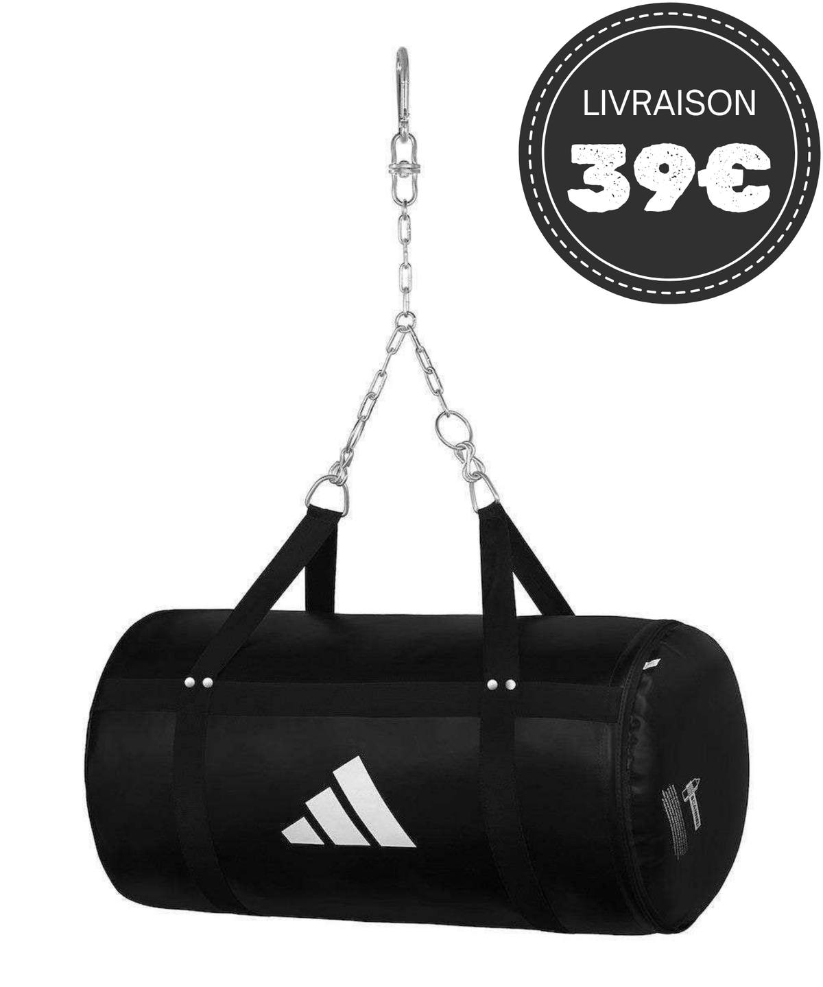 Sac de frappe Adidas Uppercut Tube noir et blanc pour entraînement intensif en arts martiaux