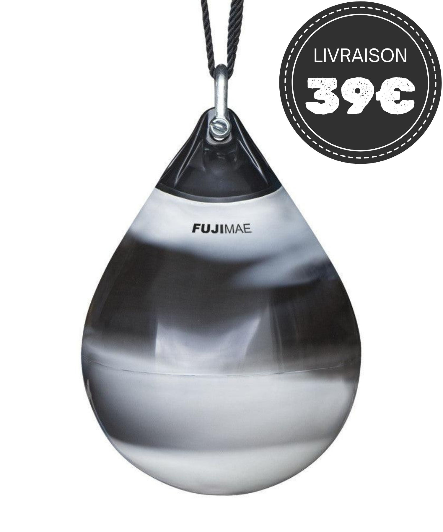 Sac de frappe à eau Fuji Mae noir blanc 95 kg avec impression graphique robuste