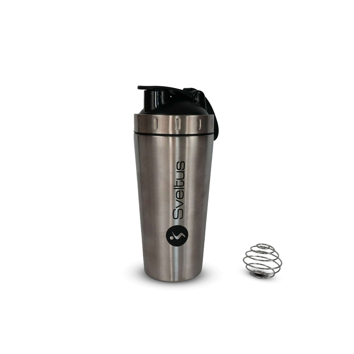 Shaker inox 0,75 L Sveltus en acier inoxydable pour boissons protéinées, résistant et étanche.