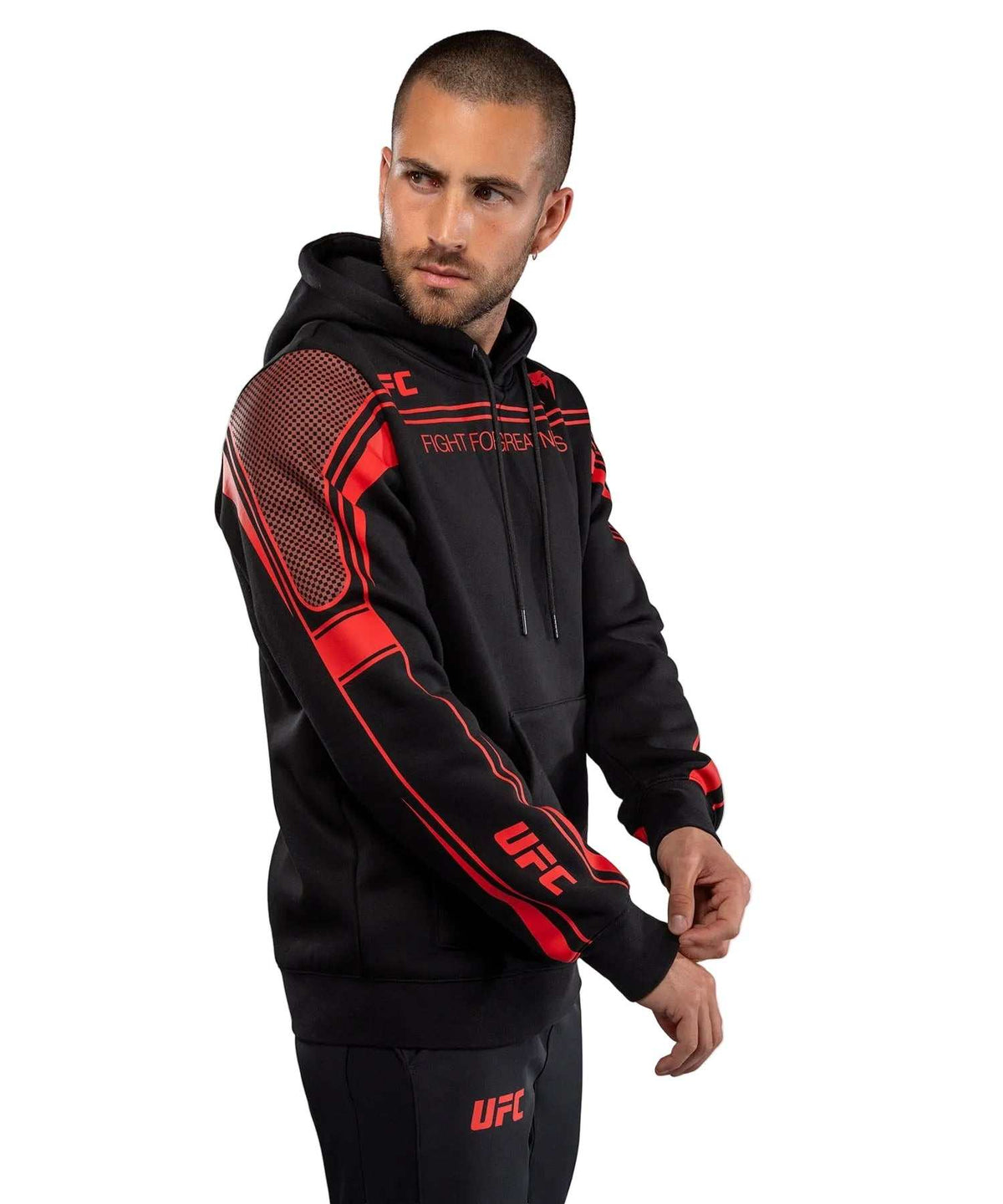 Sweat à Capuche UFC Venum Fight Week Noir/Rouge vue de détail