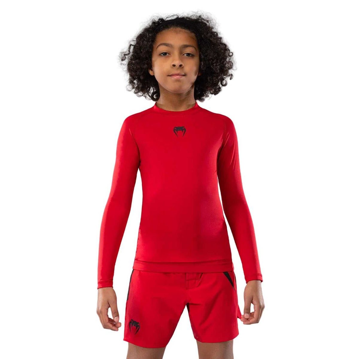Rashguard enfant Venum Contender manches longues rouge cerise pour jiu-jitsu et MMA