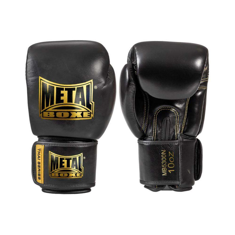 Gants de boxe Cuir Metal Boxe Thaï Series Noir/Or - MB5300N