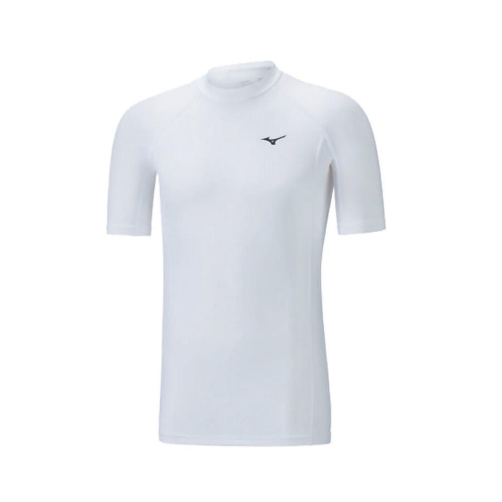 Rashguard Mizuno Bio Gear manches courtes blanc homme, porté sous le judogi en compétition
