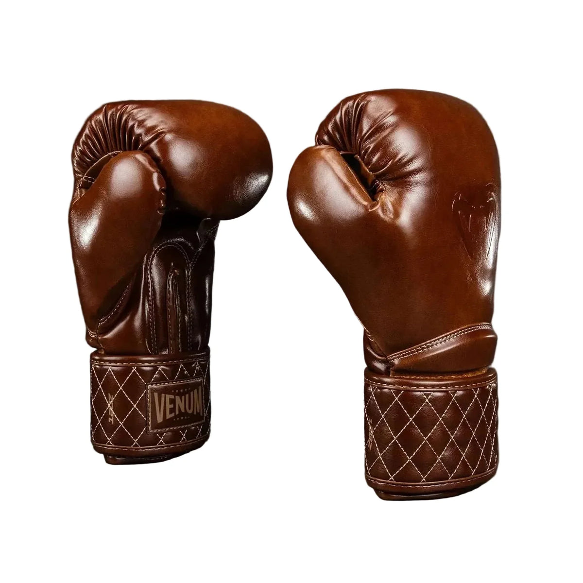 Gants de boxe Venum Impact Classic Havana en cuir brillant pour entraînement intensif