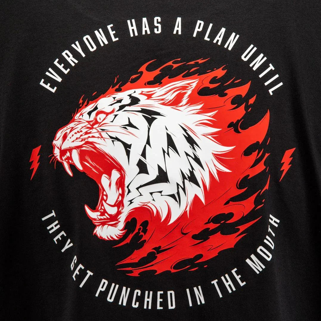 T-shirt Venum x Mike Tyson avec design tigre noir et blanc pour boxe et sports de combat