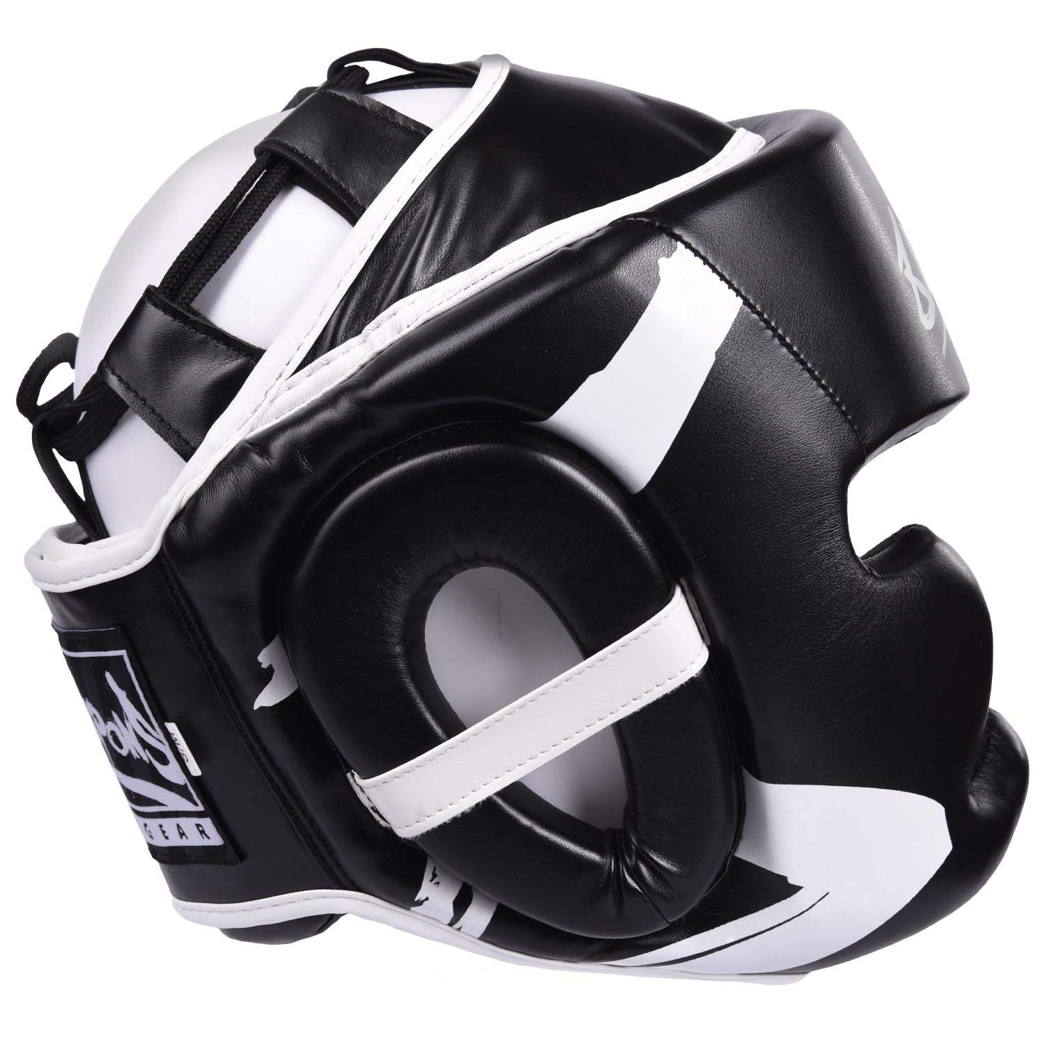 Casque de boxe noir et blanc 8 WEAPONS Unlimited avec mousse haute densité et réglage auto-agrippant