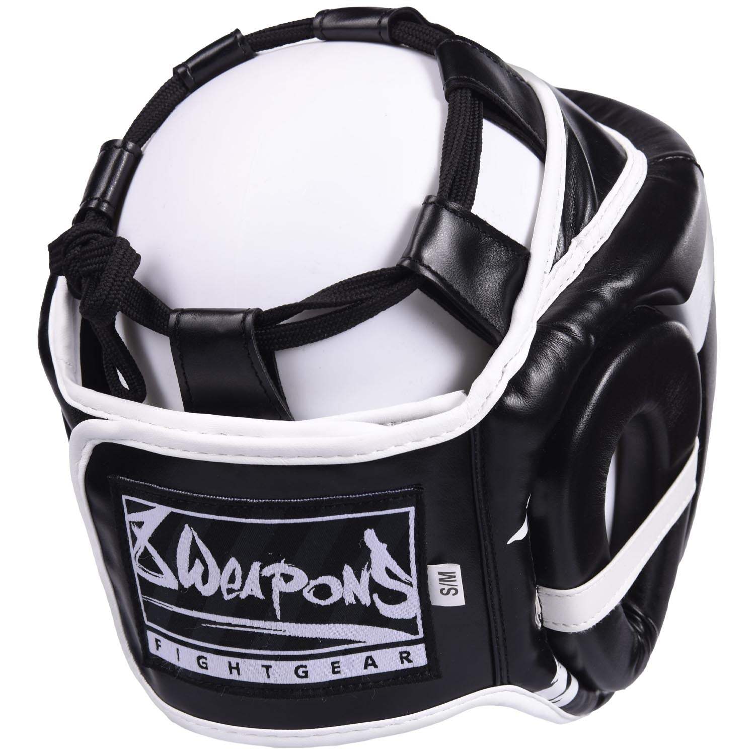 Casque de boxe noir et blanc 8 WEAPONS Unlimited avec mousse haute densité et réglage auto-agrippant