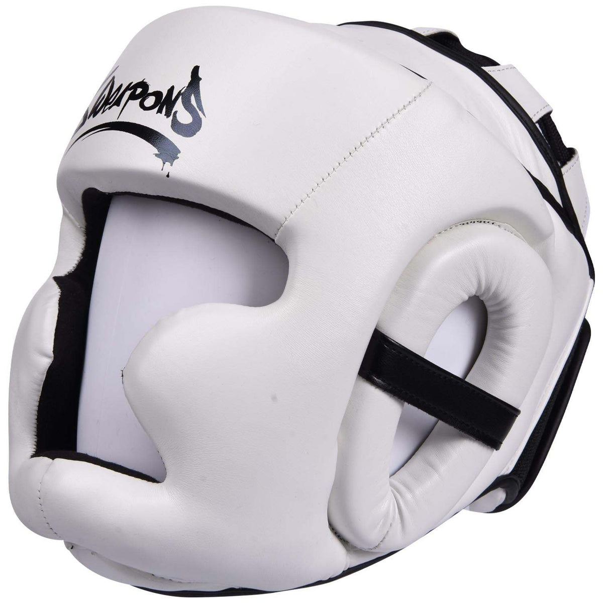 Casque de boxe 8 WEAPONS Unlimited blanc et noir avec protection renforcée et réglage auto-agrippant