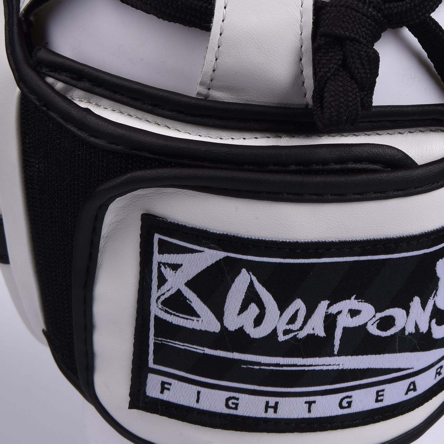 Casque de boxe 8 WEAPONS Unlimited blanc et noir avec protection renforcée et réglage auto-agrippant