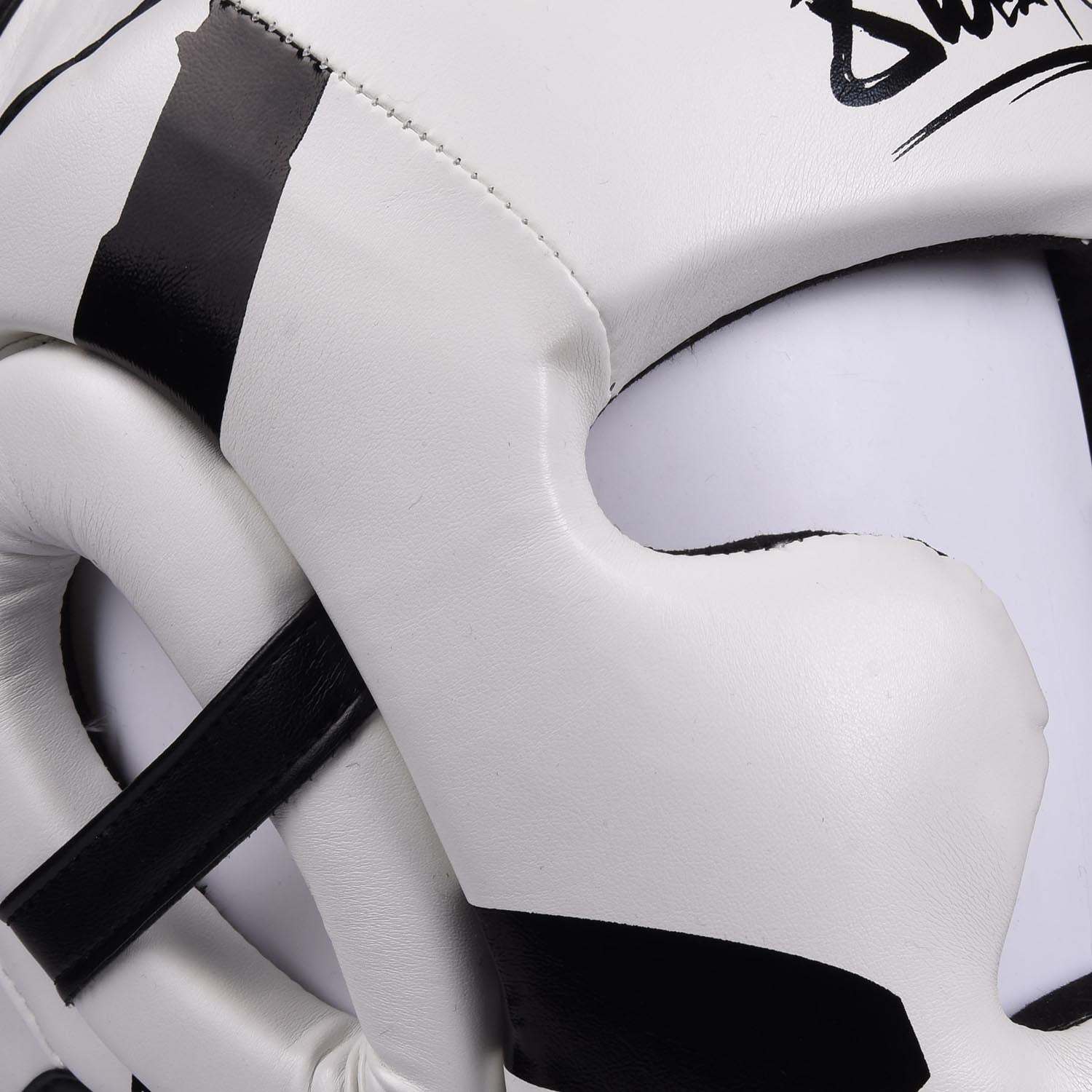 Casque de boxe blanc et noir 8 WEAPONS Unlimited avec protection renforcée et réglage auto-agrippant