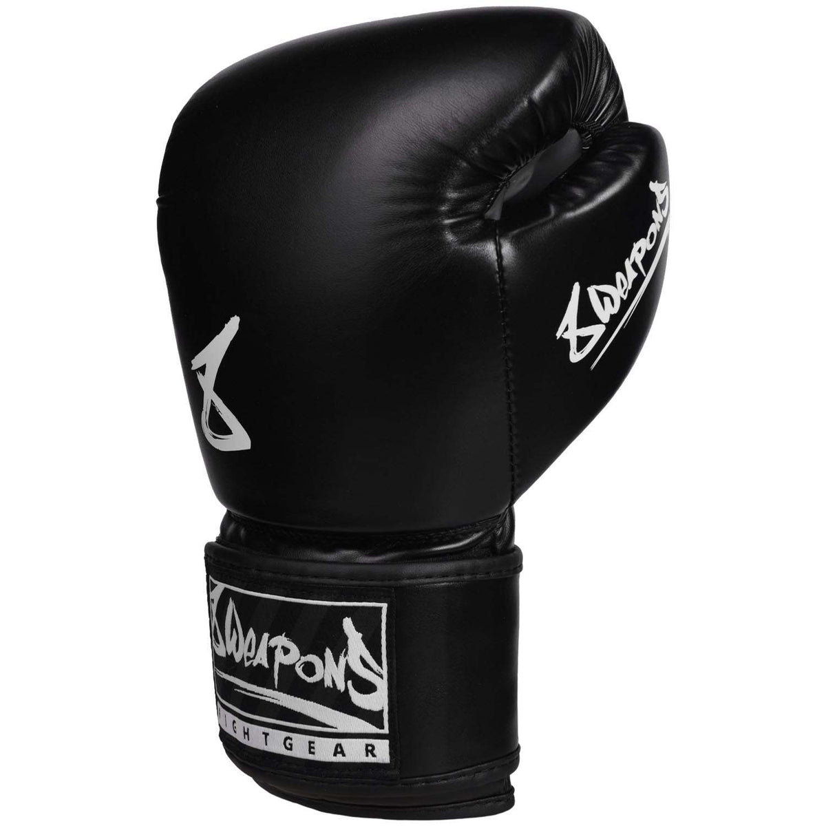 Gants de boxe 8 WEAPONS Pure noir et blanc avec mousse haute densité et velcro large pour entraînement et sparring