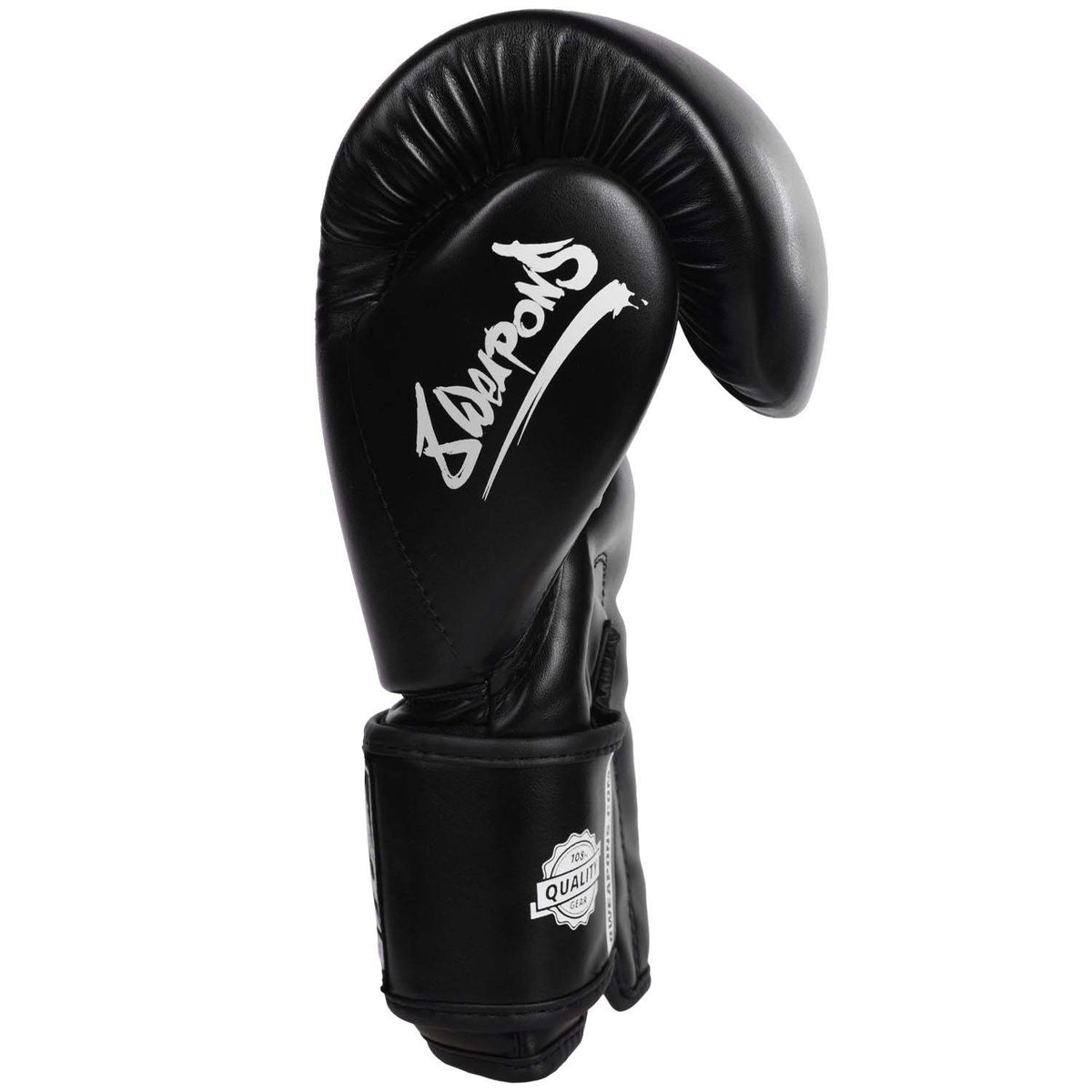 Gants de boxe 8 WEAPONS PURE noirs et blancs avec mousse haute densité et fermeture velcro