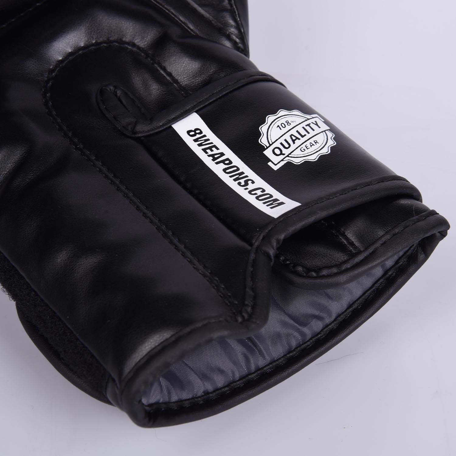 Gants de boxe noirs et blancs 8 WEAPONS PURE avec mousse multi-couches et fermeture velcro