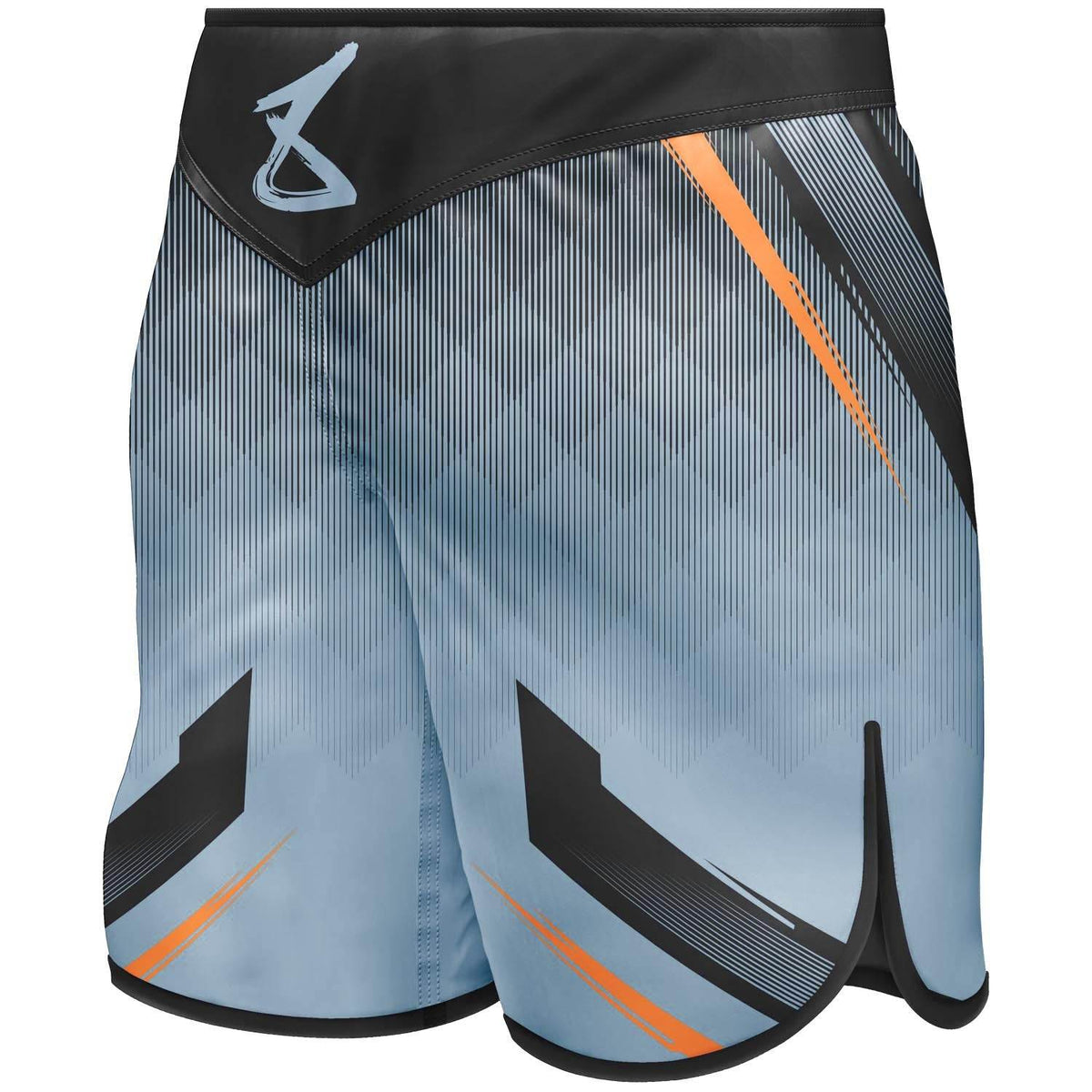 Fightshort 8 WEAPONS gris glacé orange à fentes latérales pour MMA et boxe