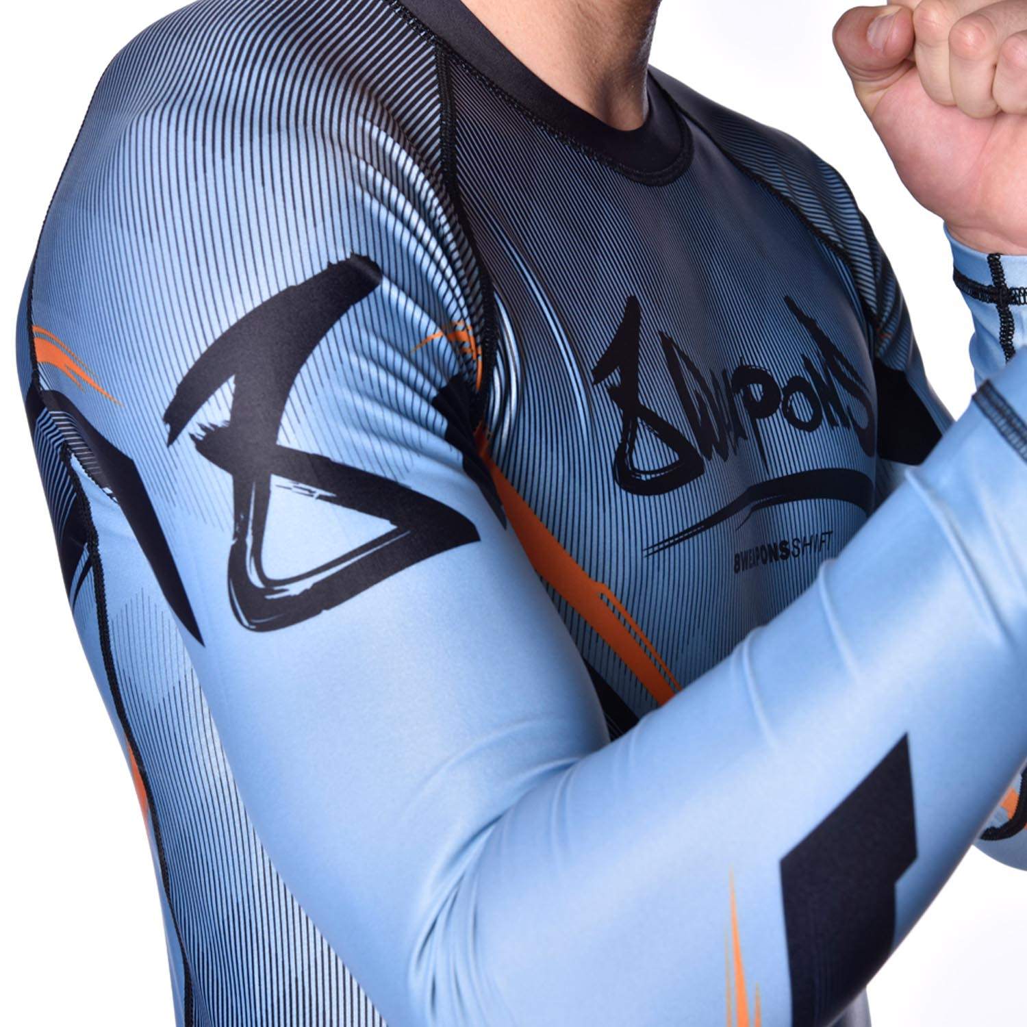 Rashguard manches longues 8 WEAPONS Shift gris glacé orange compression sportive