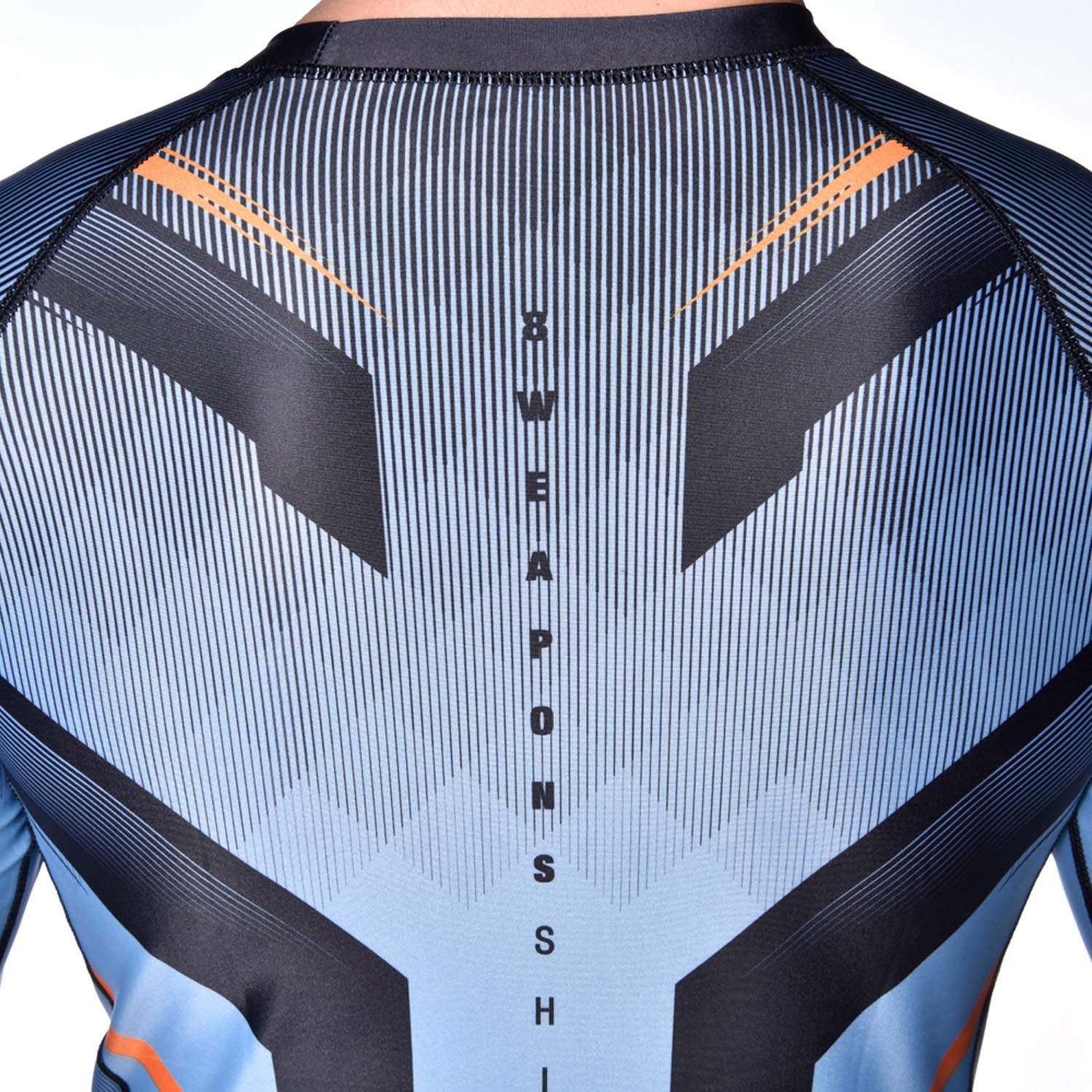 Rashguard manches longues gris glacé et orange 8 WEAPONS Shift pour entraînements MMA et grappling