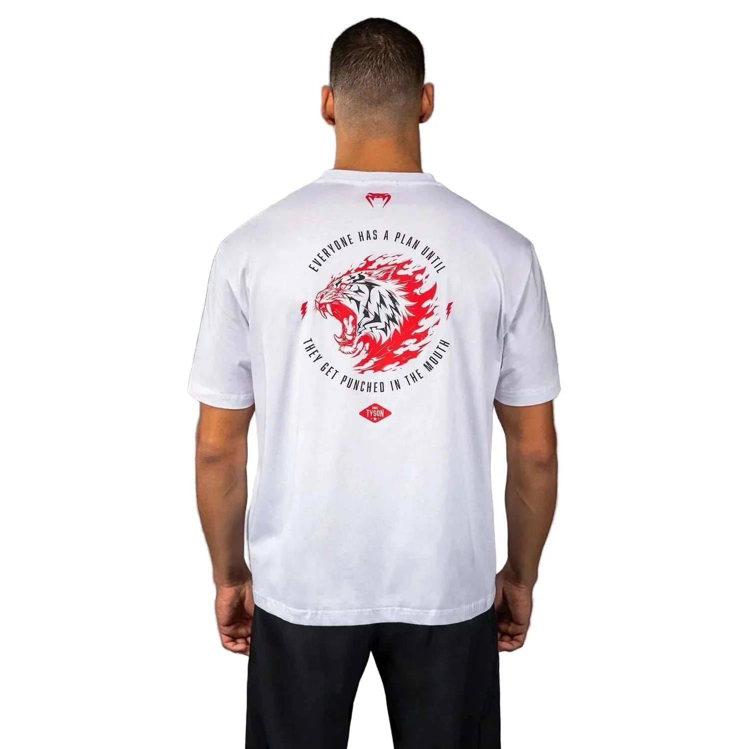 T-shirt Venum x Mike Tyson noir avec motif tigre iconique, confort et style sportswear