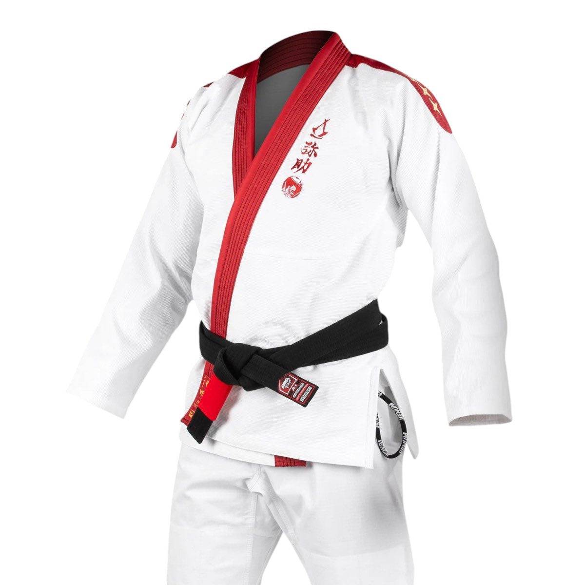 Kimono BJJ Venum x Assassin’s Creed Shadows blanc et rouge inspiré samouraï pour jiu-jitsu brésilien