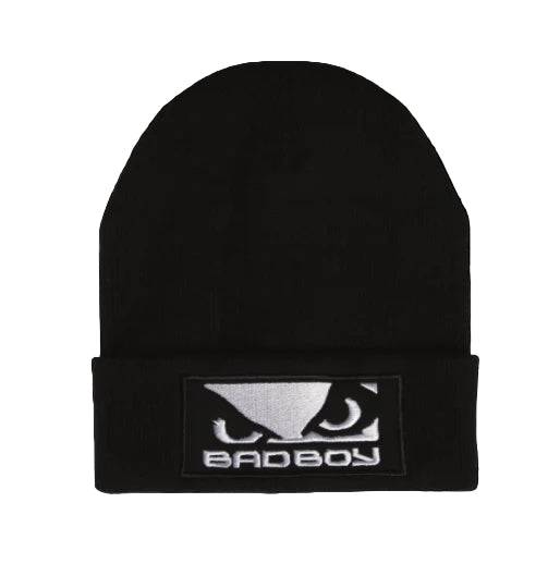 Bonnet Bad Boy noir et blanc en tissu tricoté avec logo classique Bad Boy